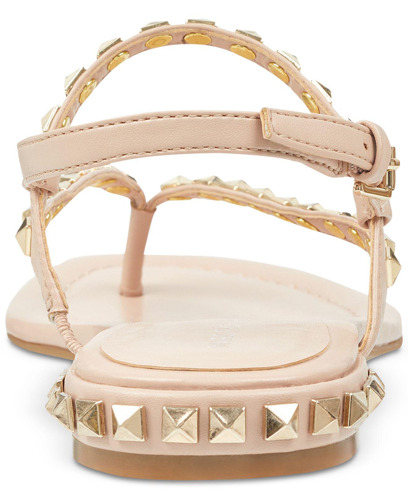 white studded flat sandals