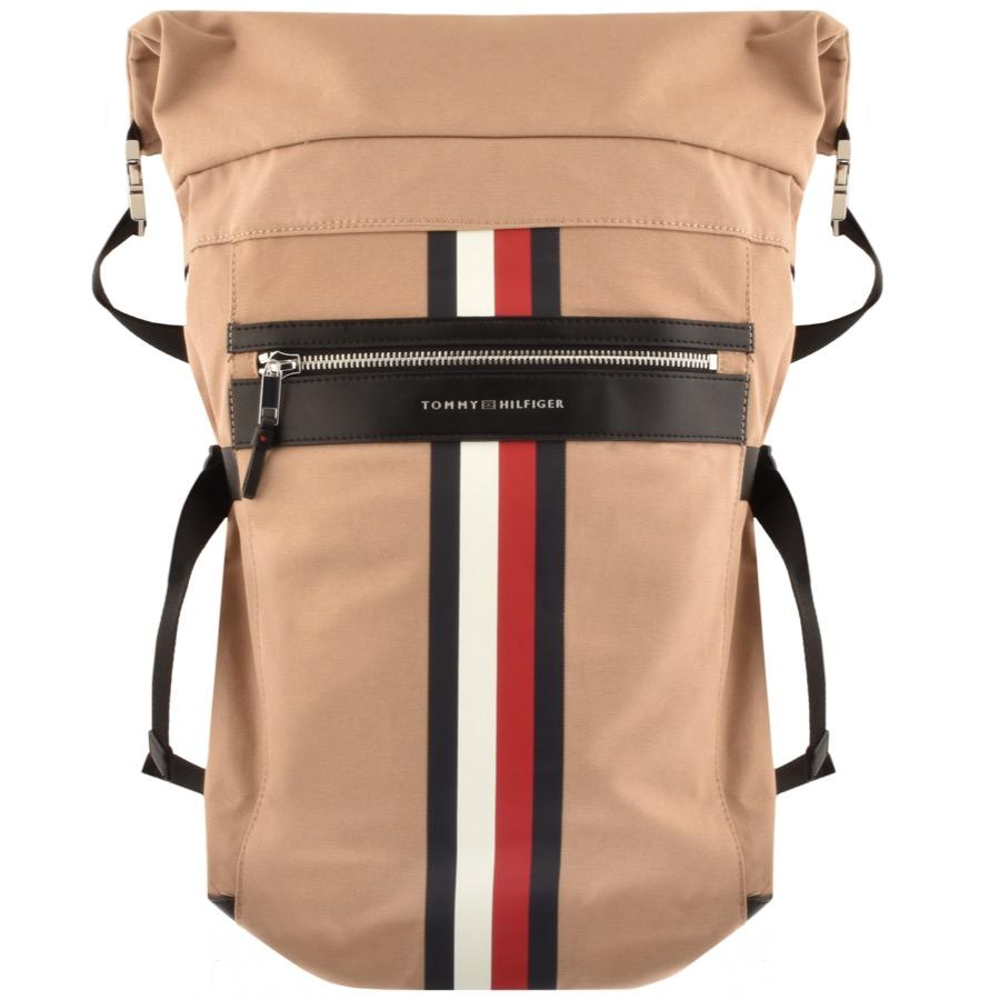 Tommy Hilfiger Elevated Signature Tape Rolltop Backpack in Brown for