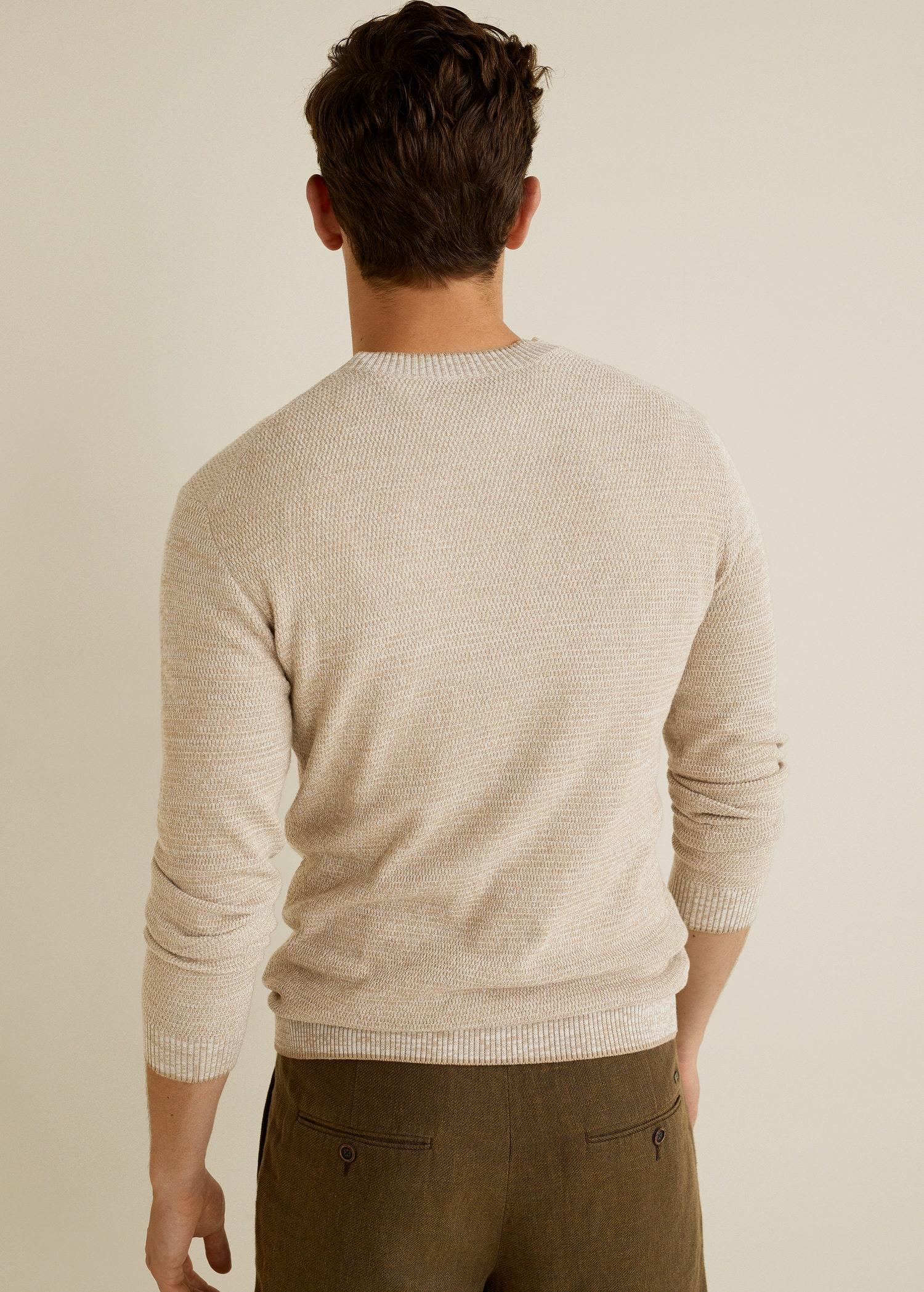 <b>Mango</b> Flecked Cotton-blend Sweater in Natural for Men - Lyst.