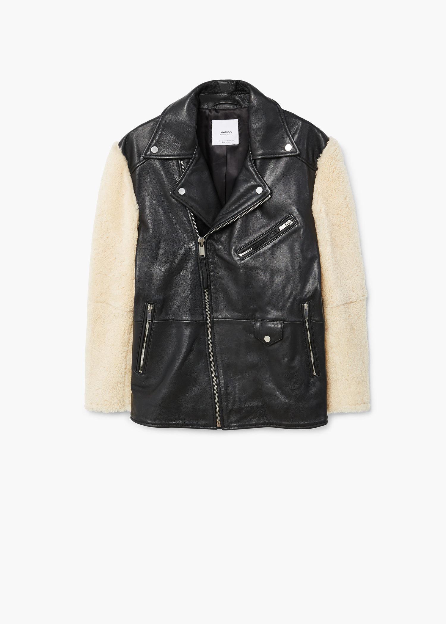 Lyst Mango Shearling Lined Leather Jacket In Black Gallery
