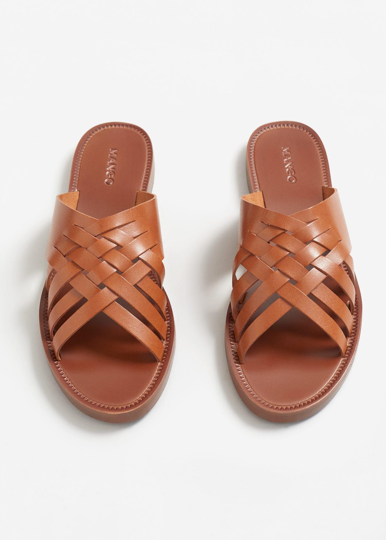 Lyst Mango Leather  Braided Sandals  in Brown