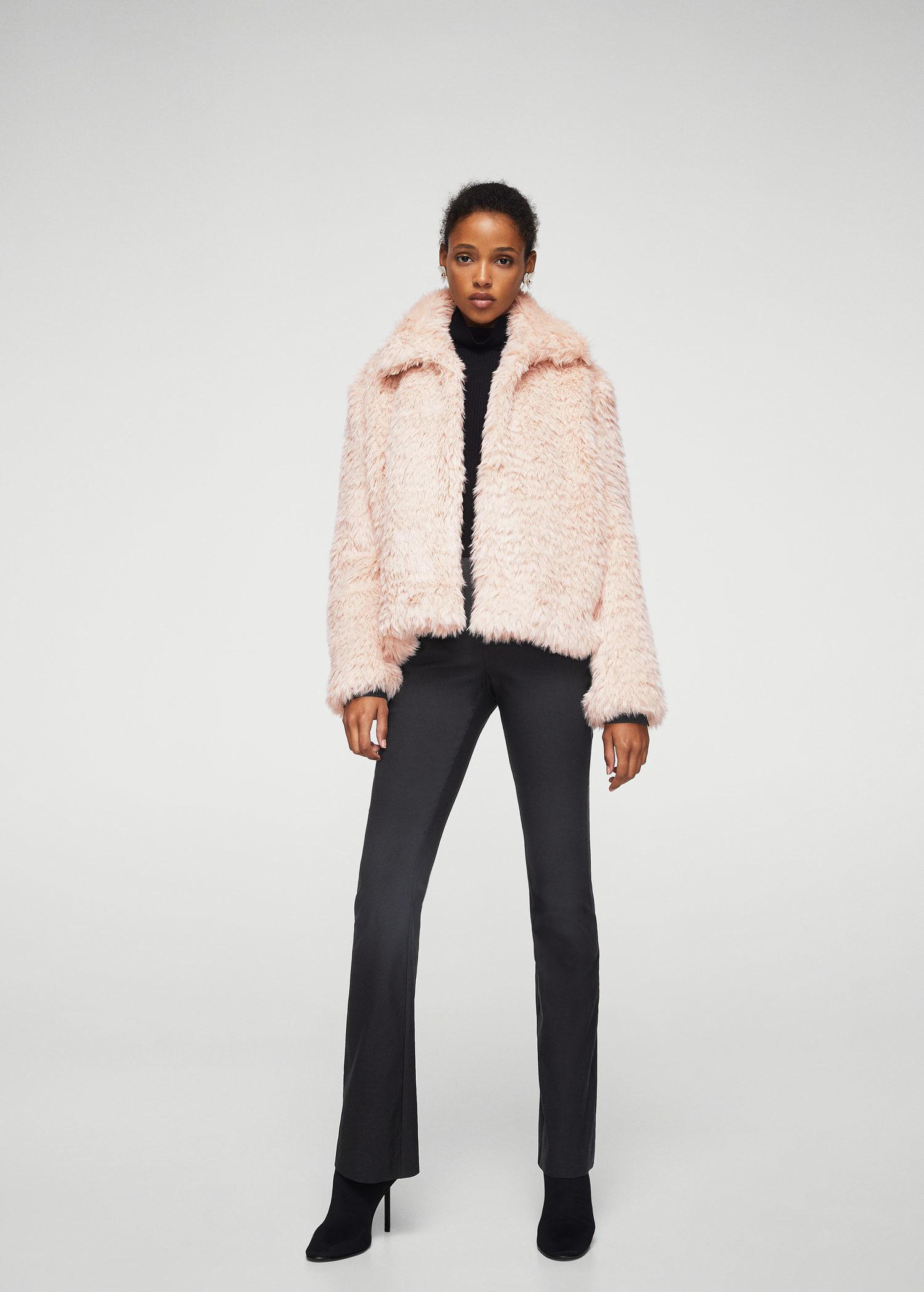 Lyst - Mango Faux Fur Coat in Pink