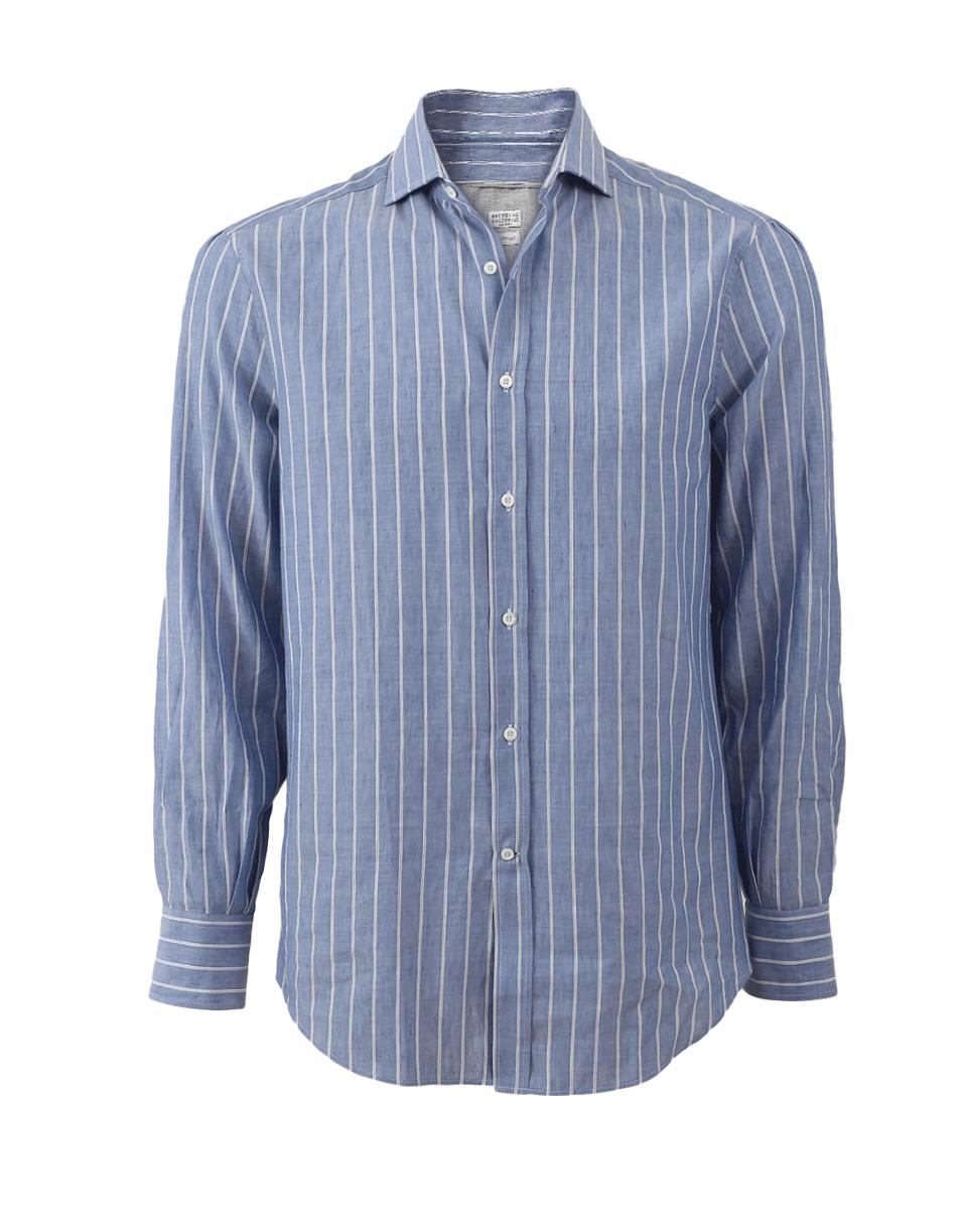 Lyst - Brunello Cucinelli Striped Shirt in Blue for Men
