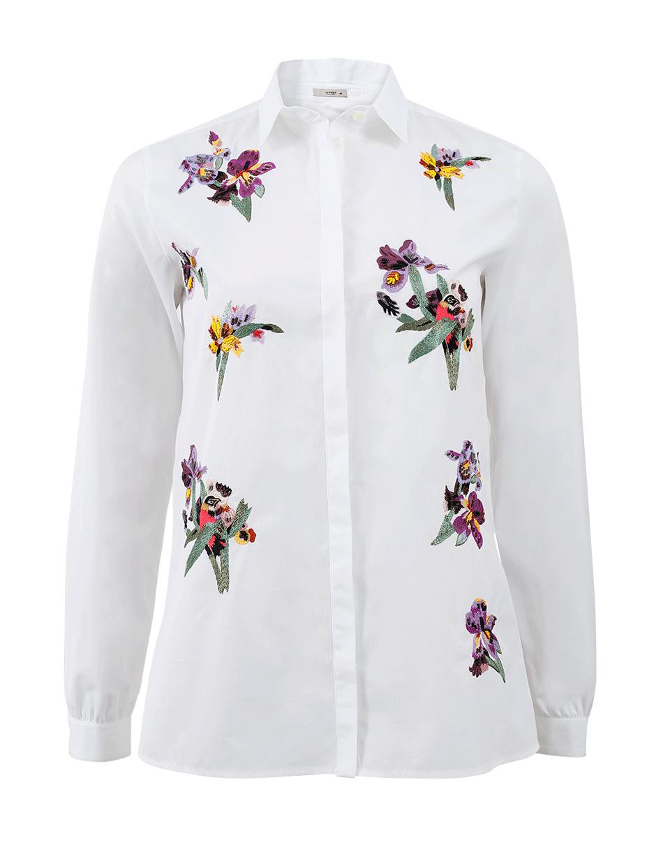 white floral button down