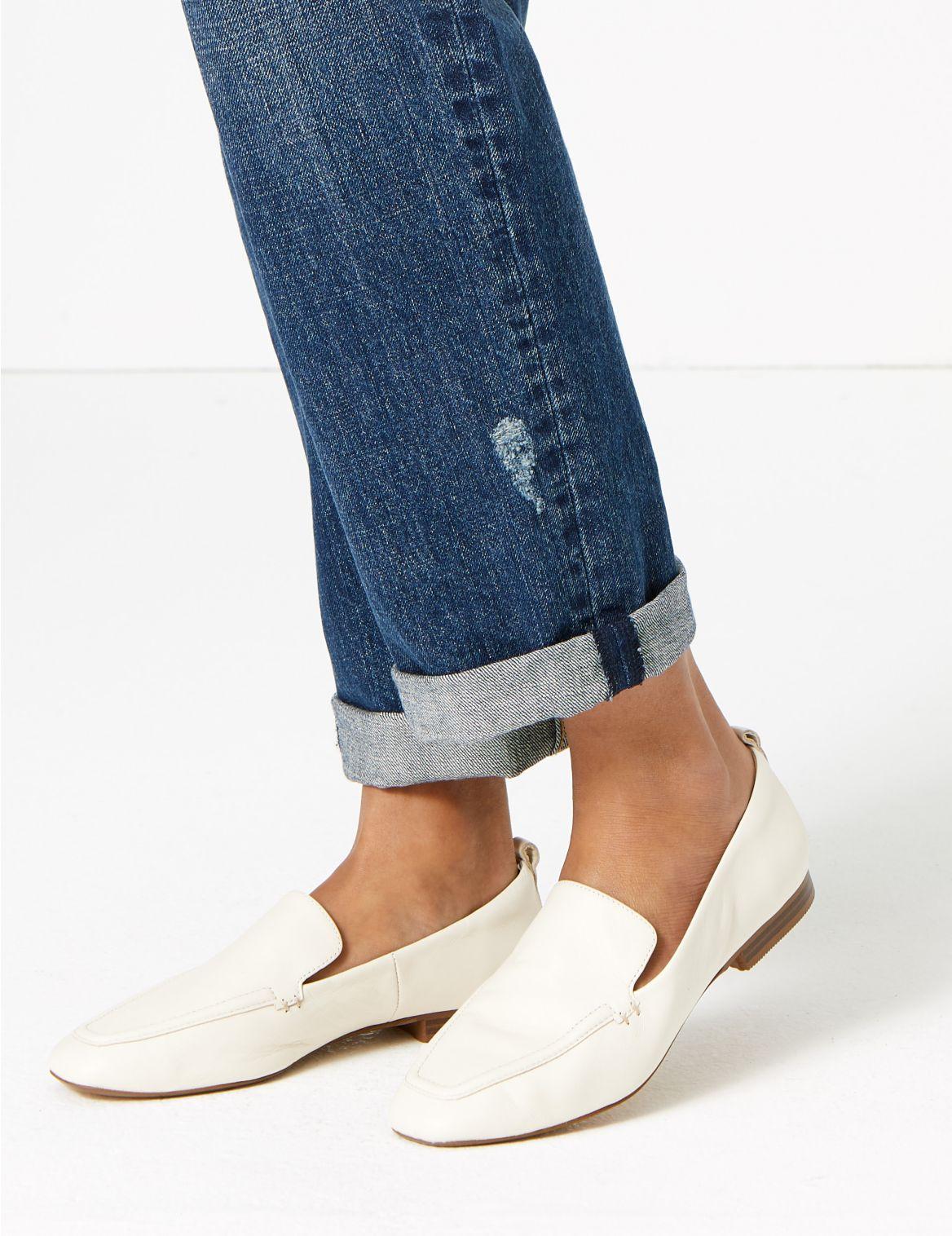 Marks & Spencer Leather Soft Square Toe Loafers Stone Lyst