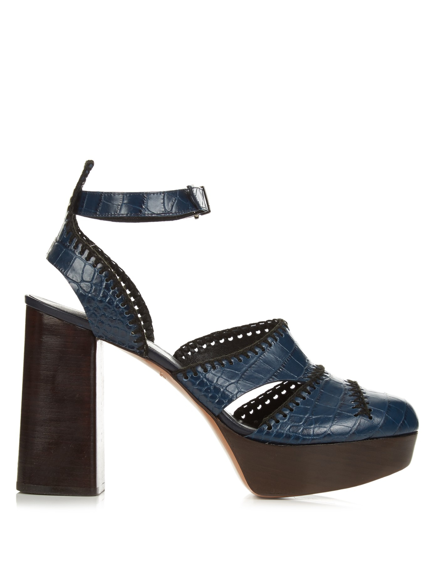 Lyst - Clergerie Holly Leather High-Platform Sandals in Blue