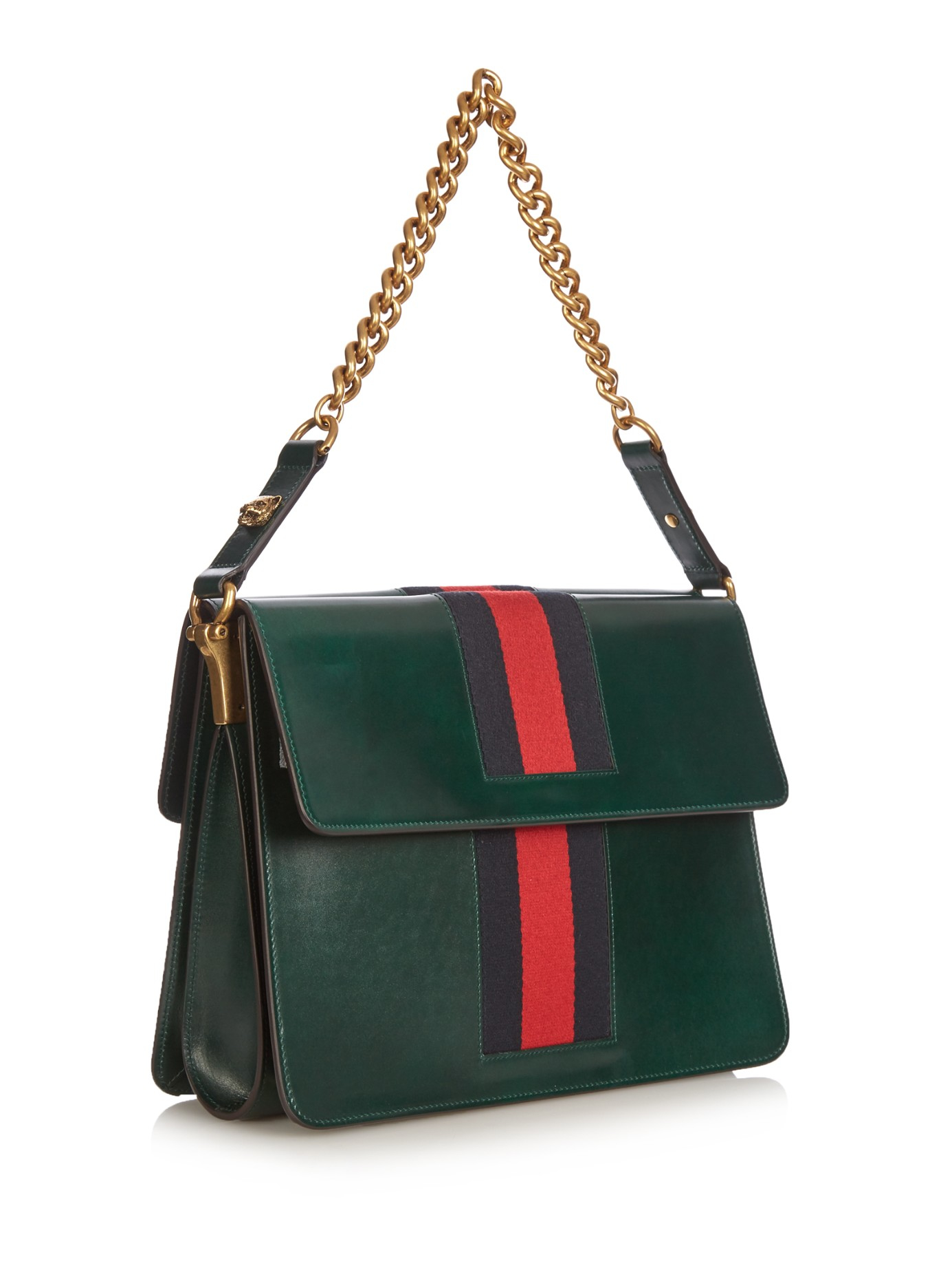 Lyst - Gucci GG Marmont Leather Shoulder Bag in Green