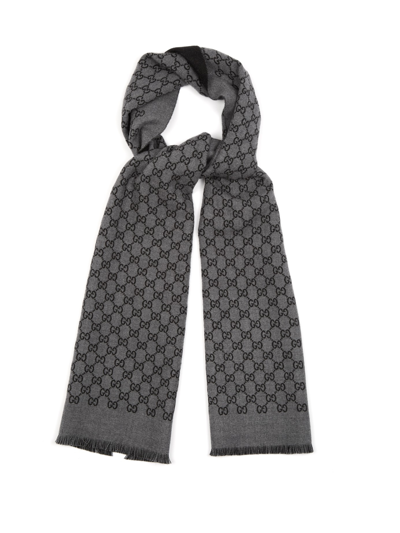Gucci Ggjacquard Wool Scarf in Gray for Men Lyst
