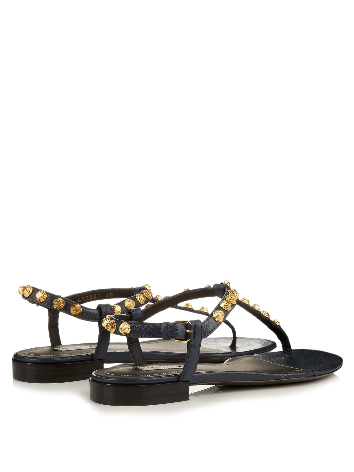 Lyst - Balenciaga Arena Studded Leather Sandals in Blue