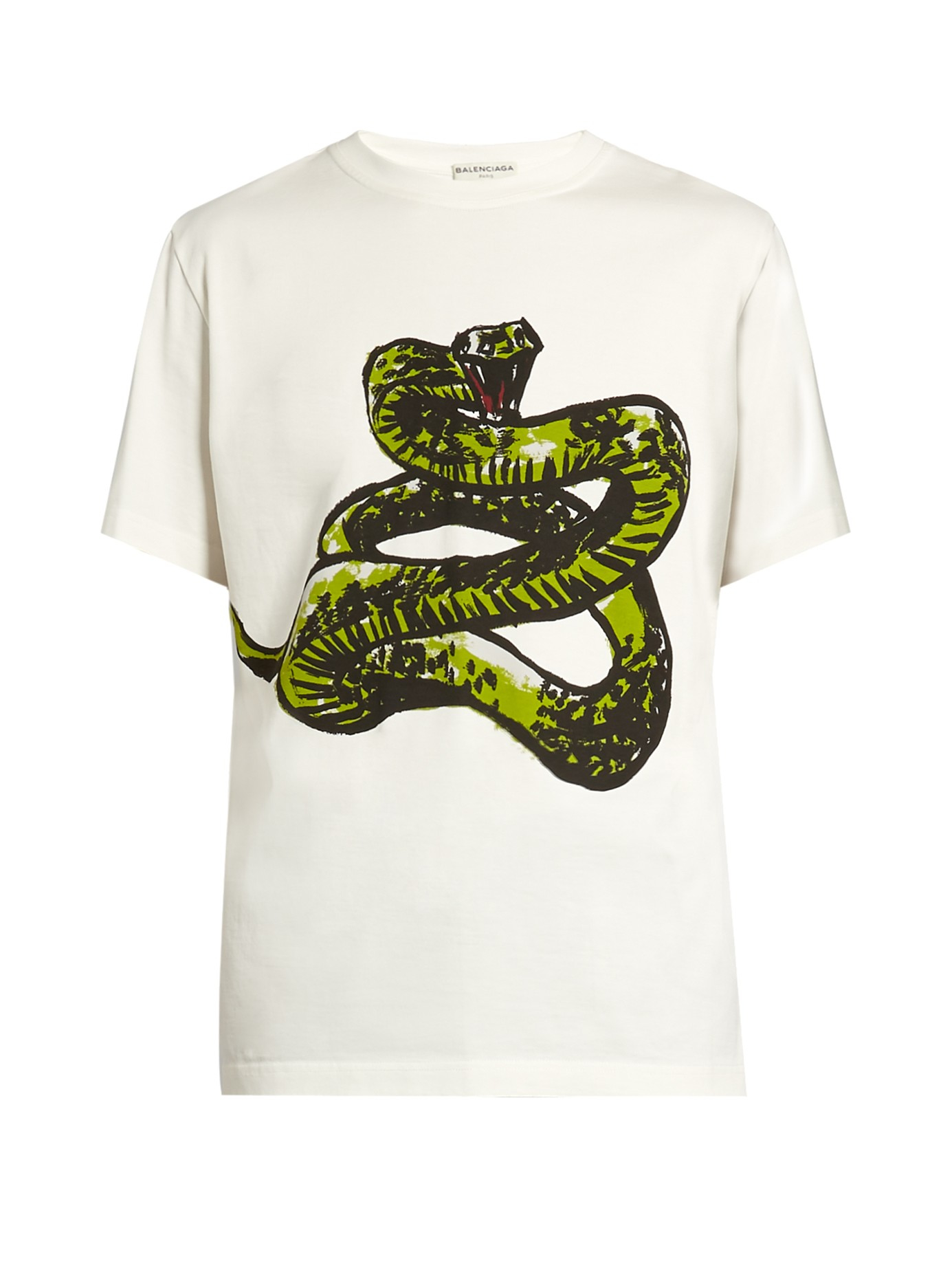 Lyst - Balenciaga Snake-print Cotton-jersey T-shirt in White for Men
