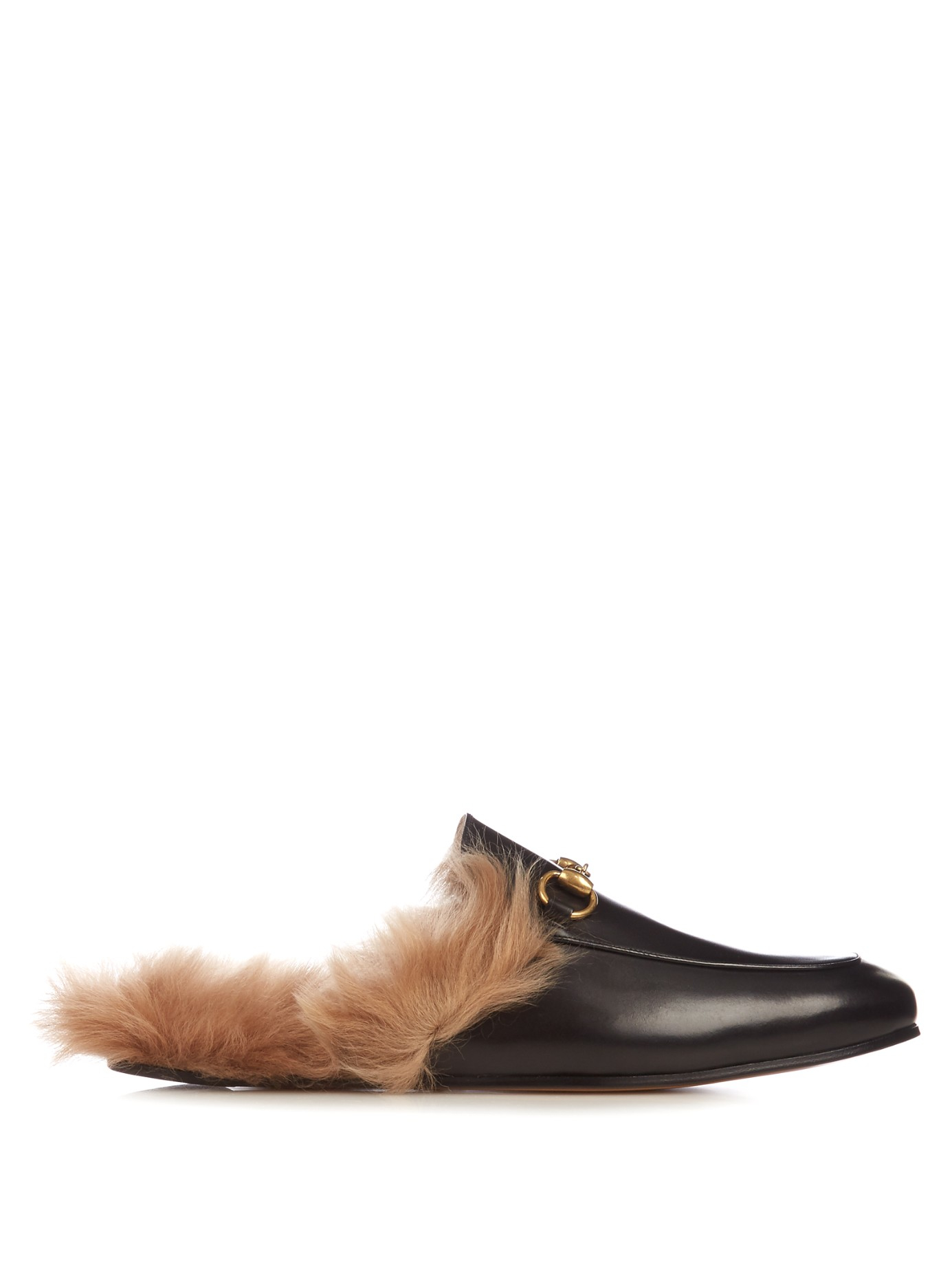 Gucci Princetown Fur-lined Leather Loafers in Black for Men | Lyst