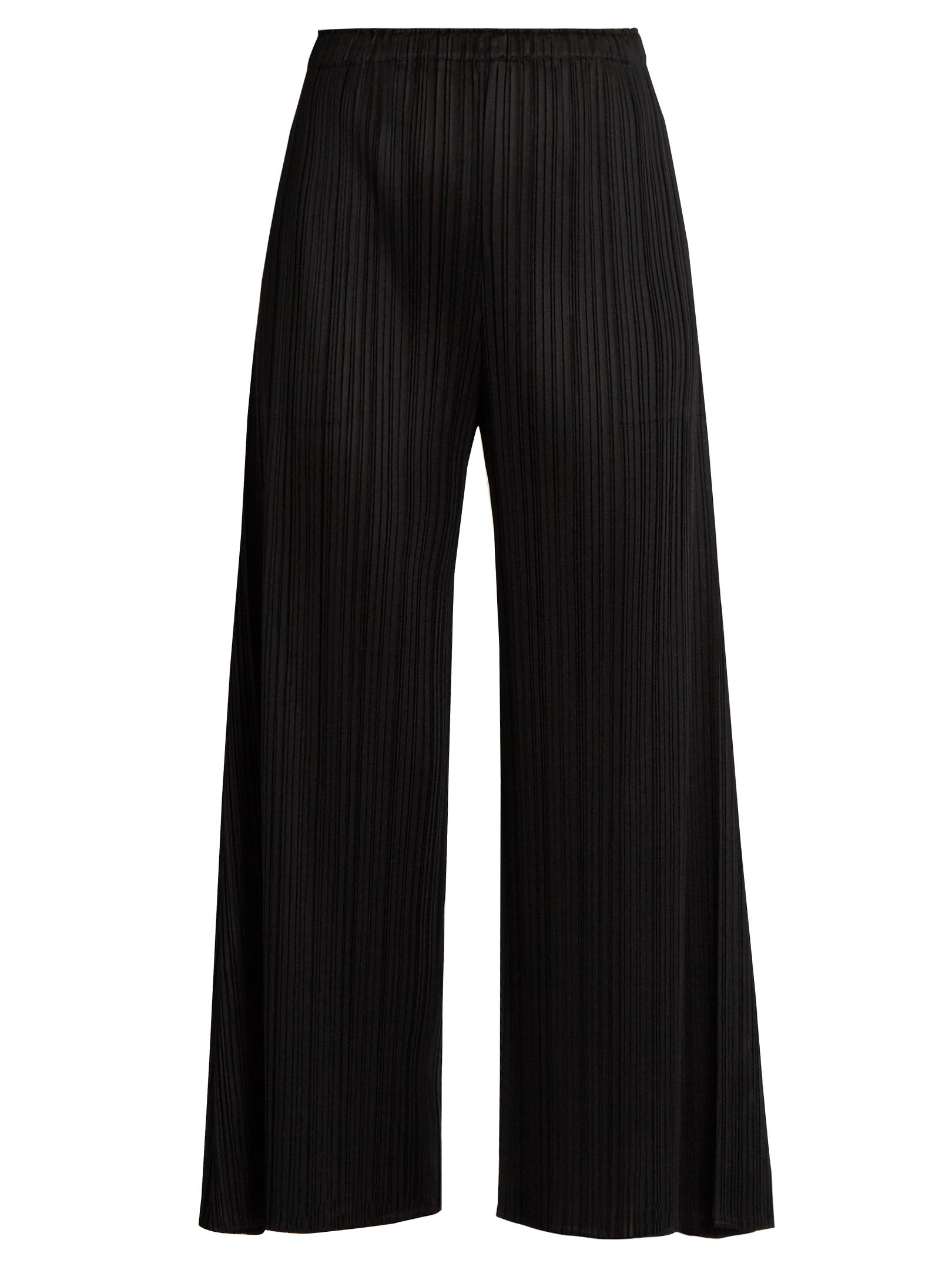 Pleats please issey miyake Wide-leg Pleated Trousers in Black | Lyst