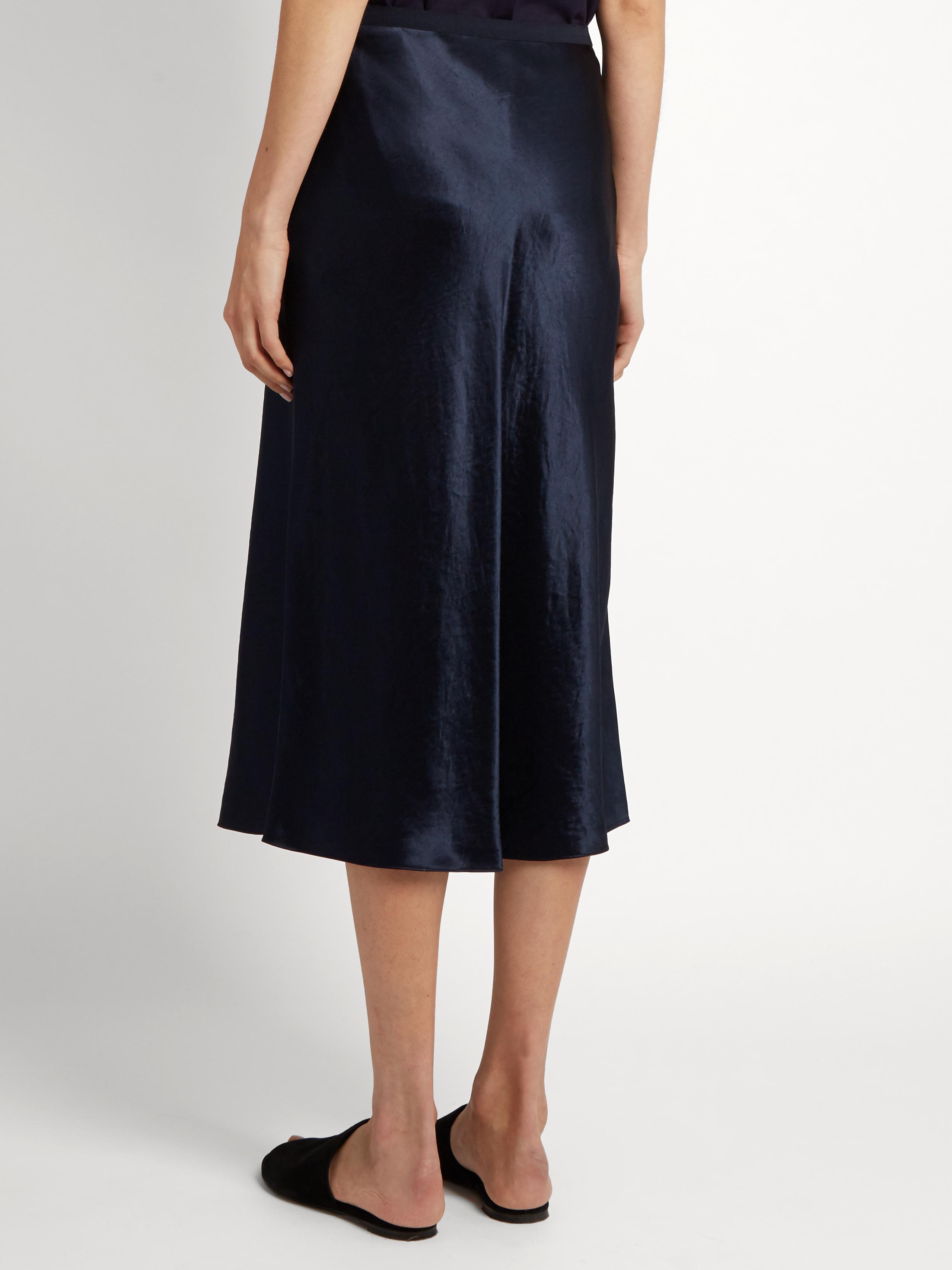 vince tie front satin midi skirt