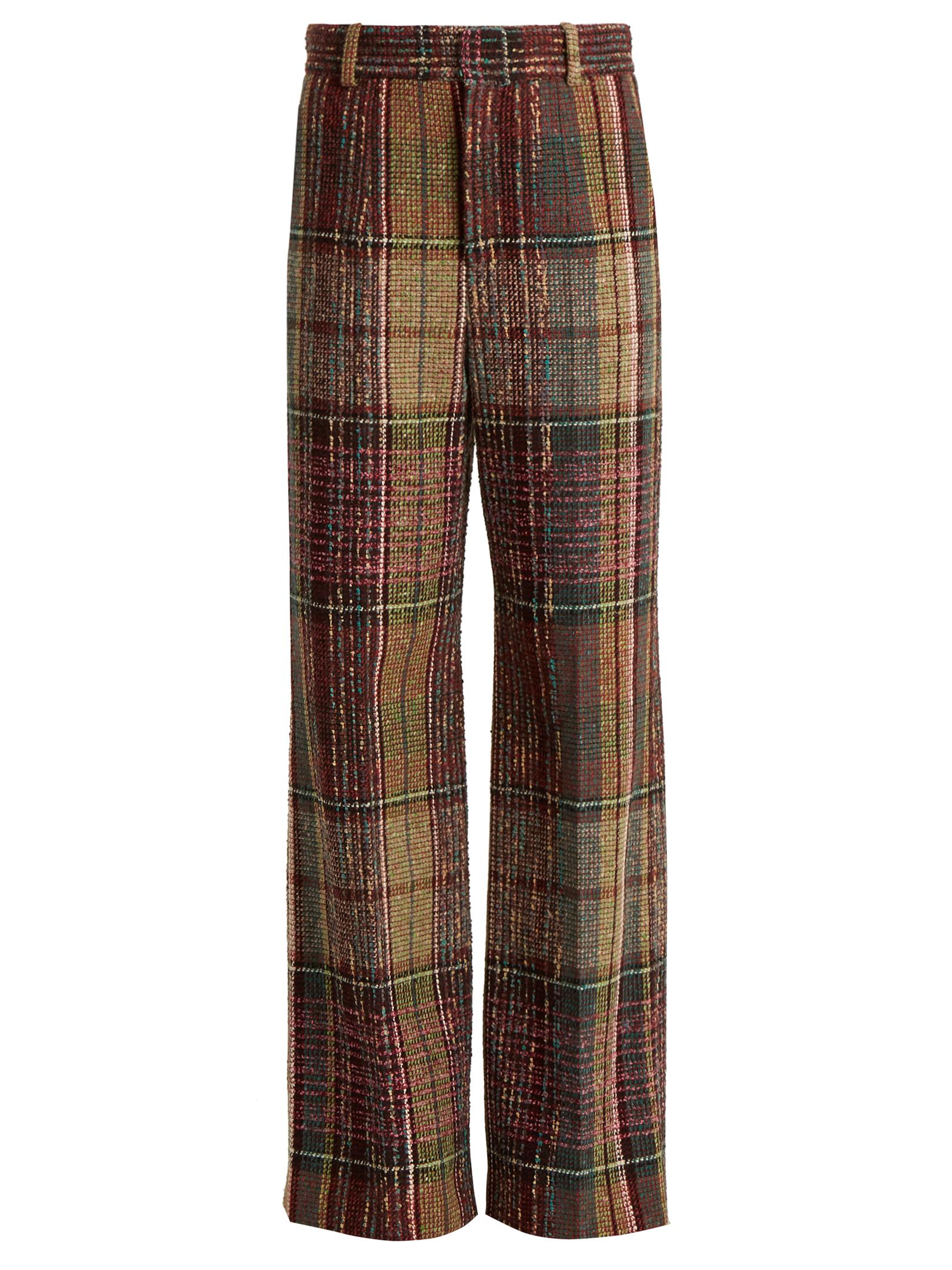Chloé Wide-leg Wool-blend Tweed Trousers in Brown | Lyst