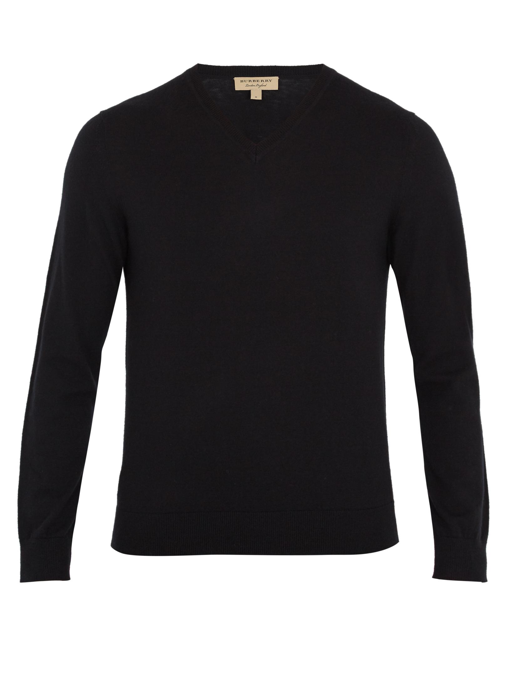 Burberry Richmond Crew-neck Cashmere-blend Sweater in Black for Men | Lyst