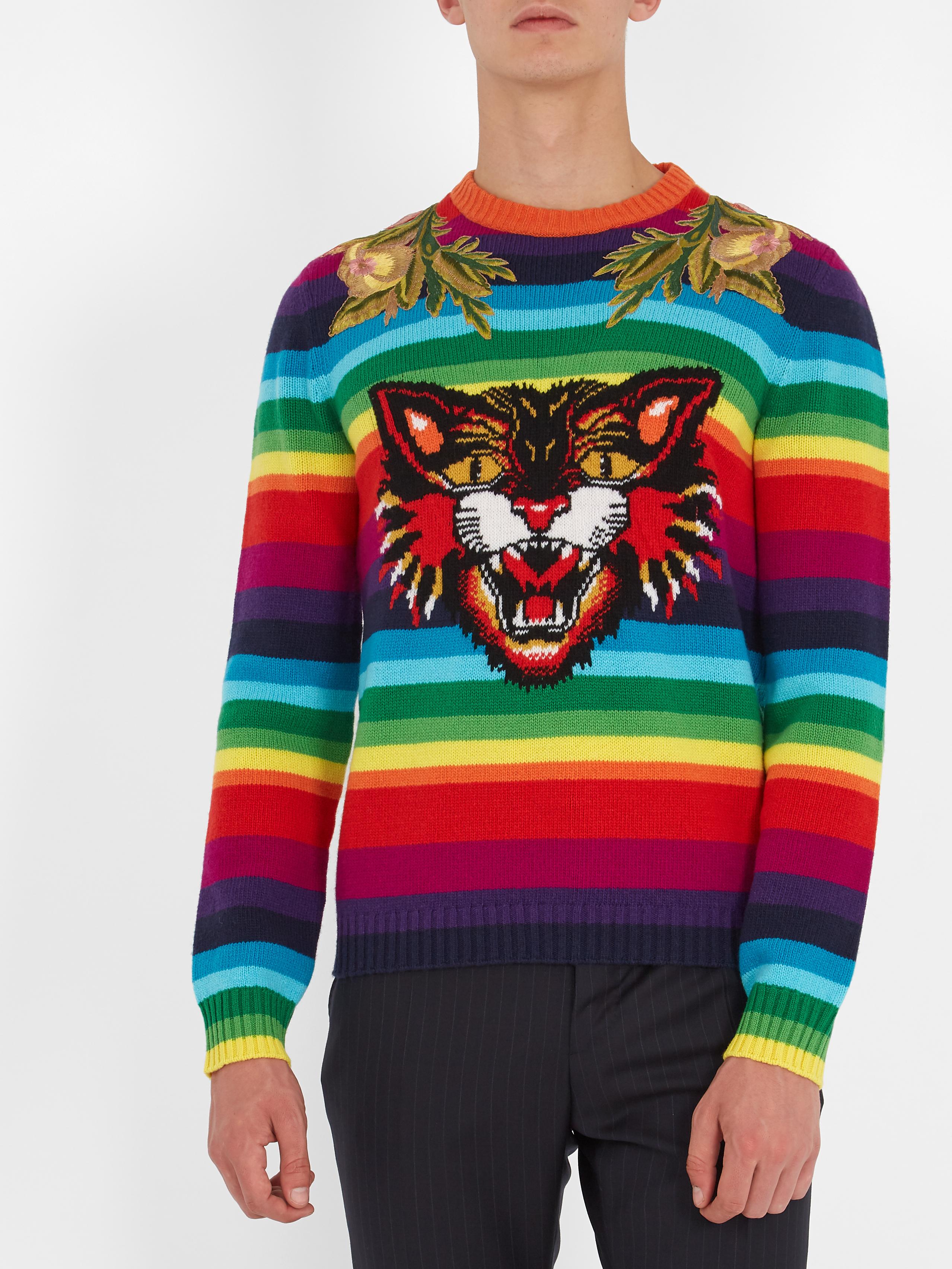 Lyst - Gucci Angry Cat Rainbow Sweater for Men