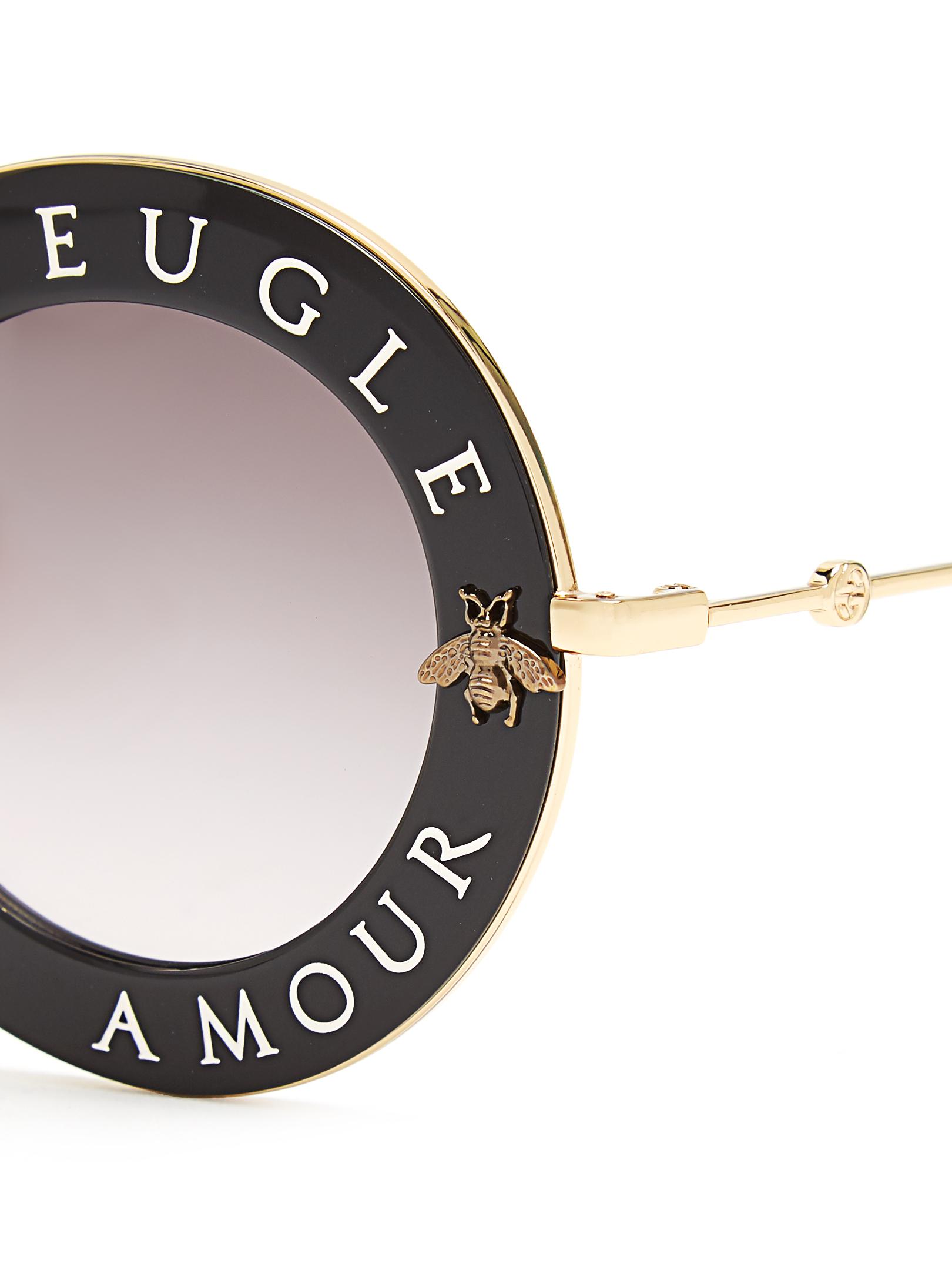 Gucci L'aveugle Par Amour Round-frame Sunglasses in Black for Men - Lyst