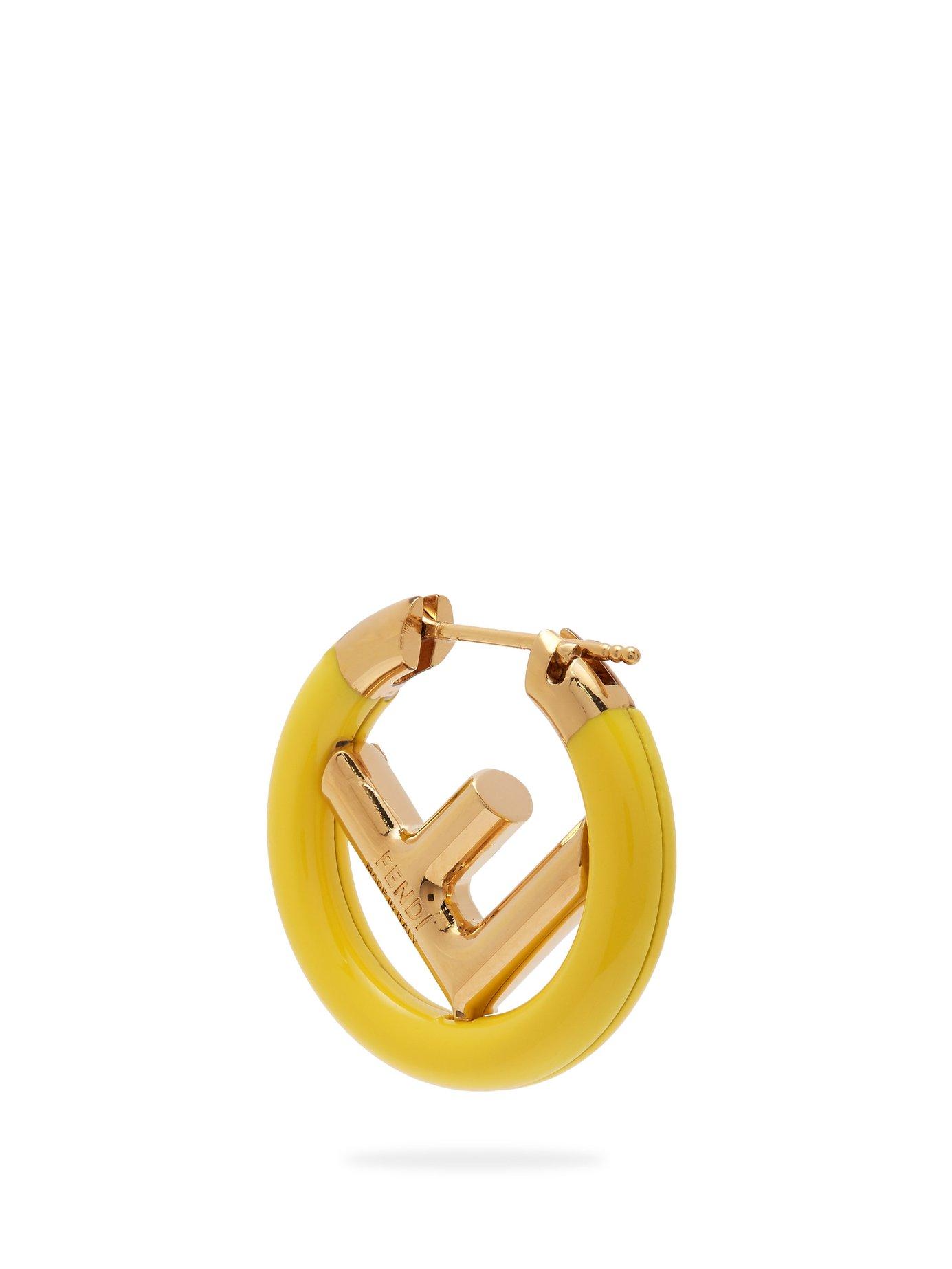 Lyst Fendi F Is Single Hoop Earring in Yellow
