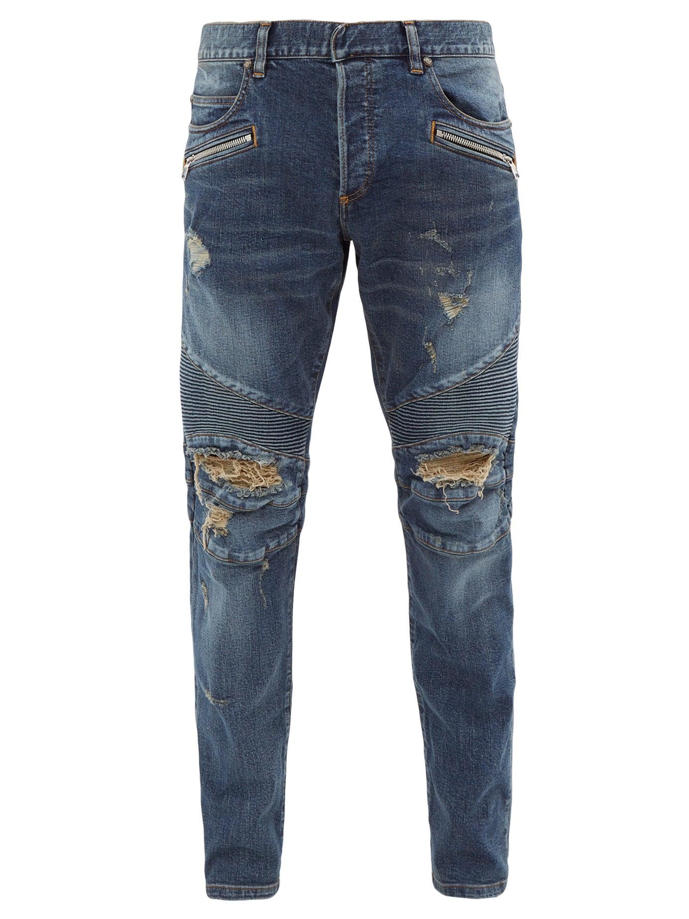 blue balmain jeans