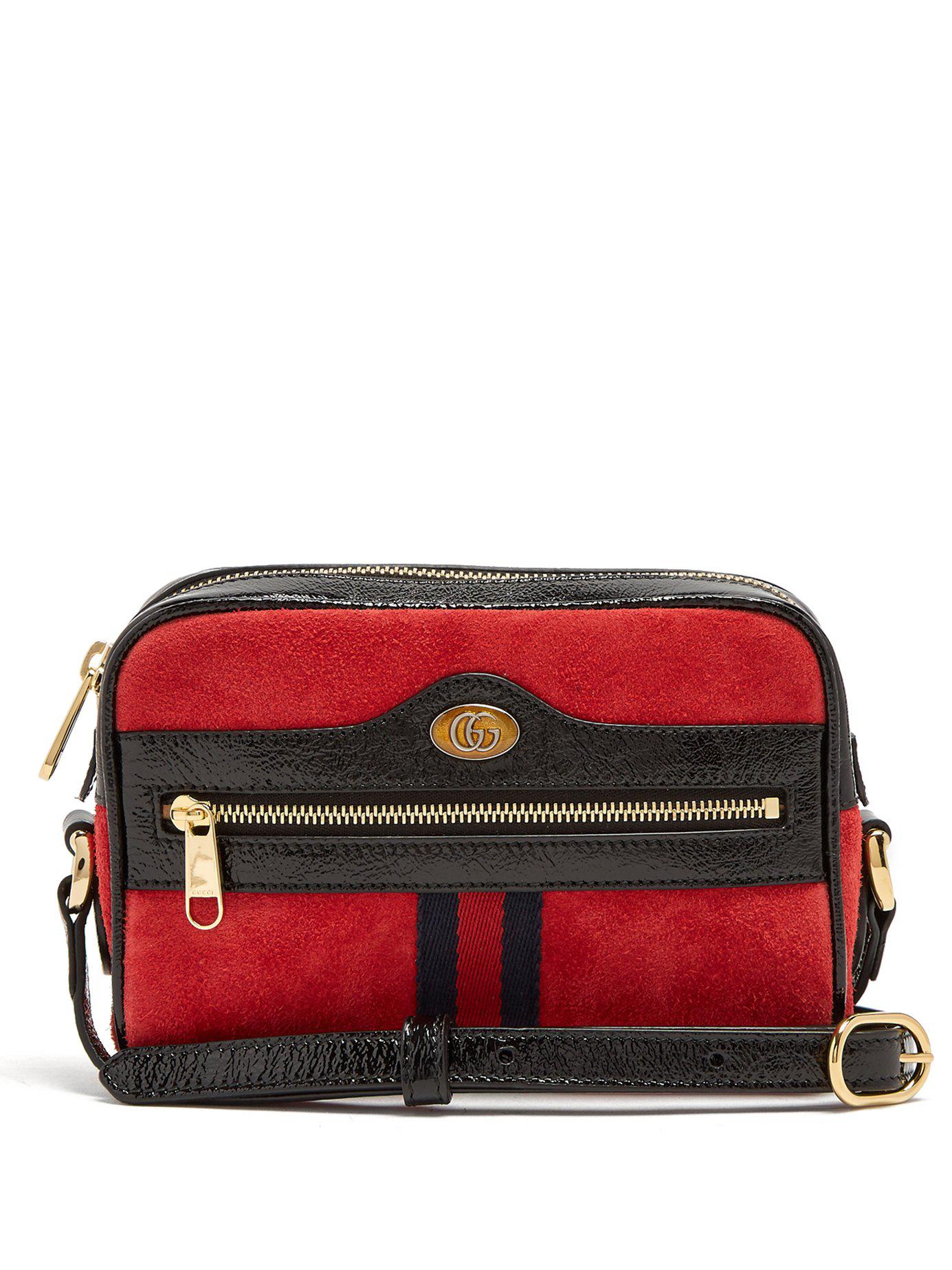 Lyst - Gucci Ophidia Mini Suede Cross Body Bag in Red