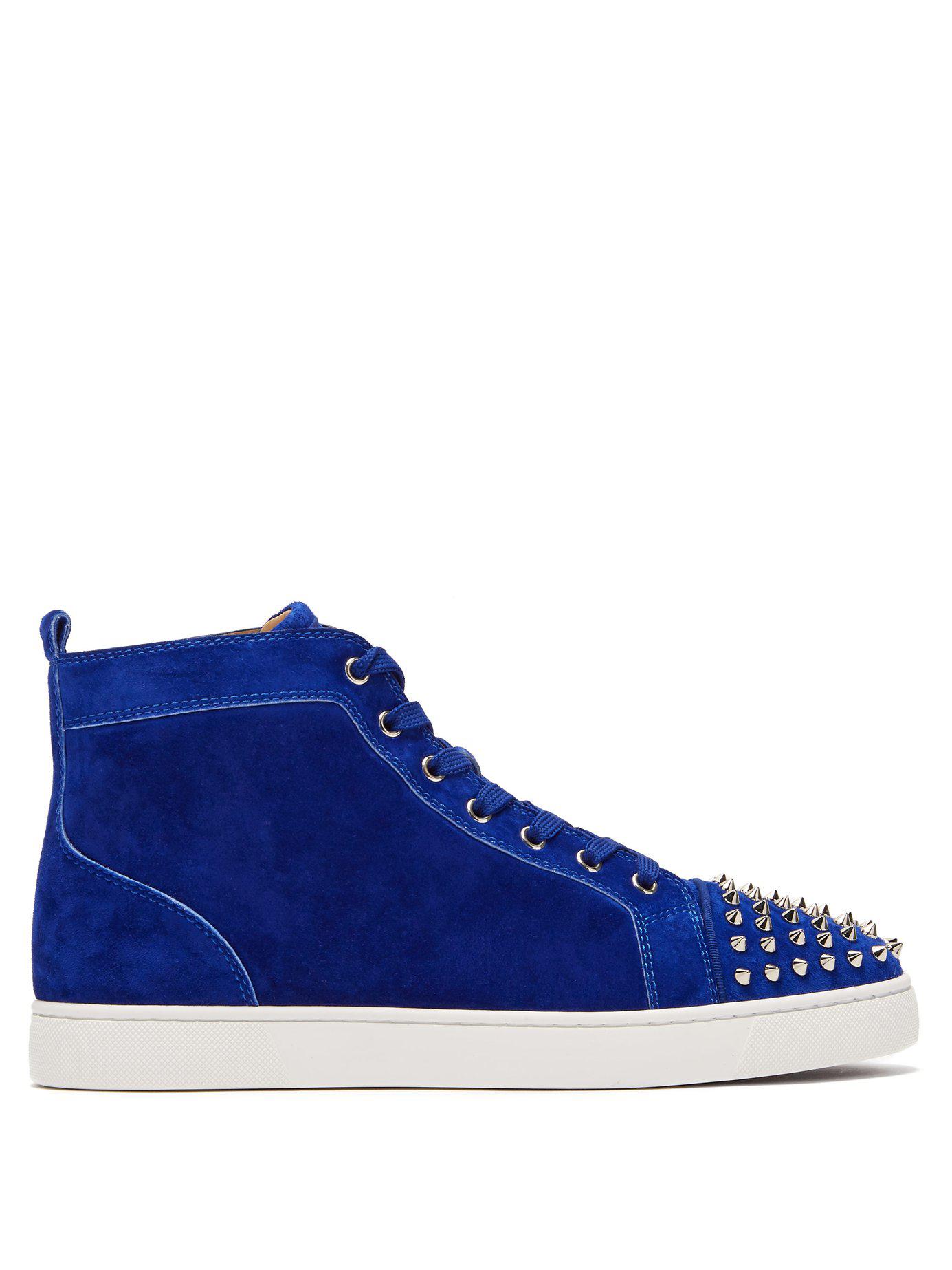 Lyst - Christian Louboutin Lou Spike Embellished Suede High Top ...
