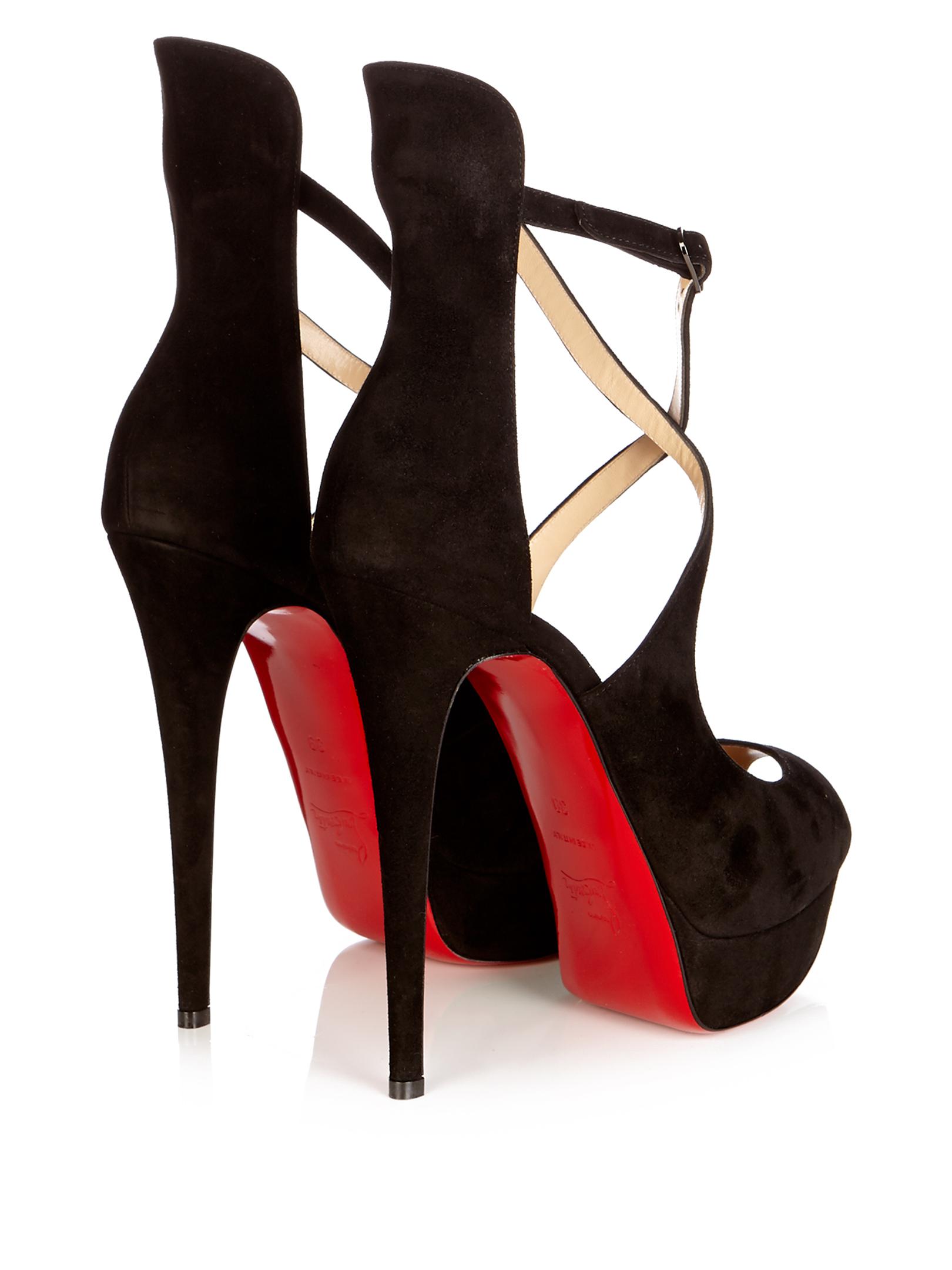 Lyst - Christian Louboutin Marlenalta 150mm Suede Platform Sandals in Black