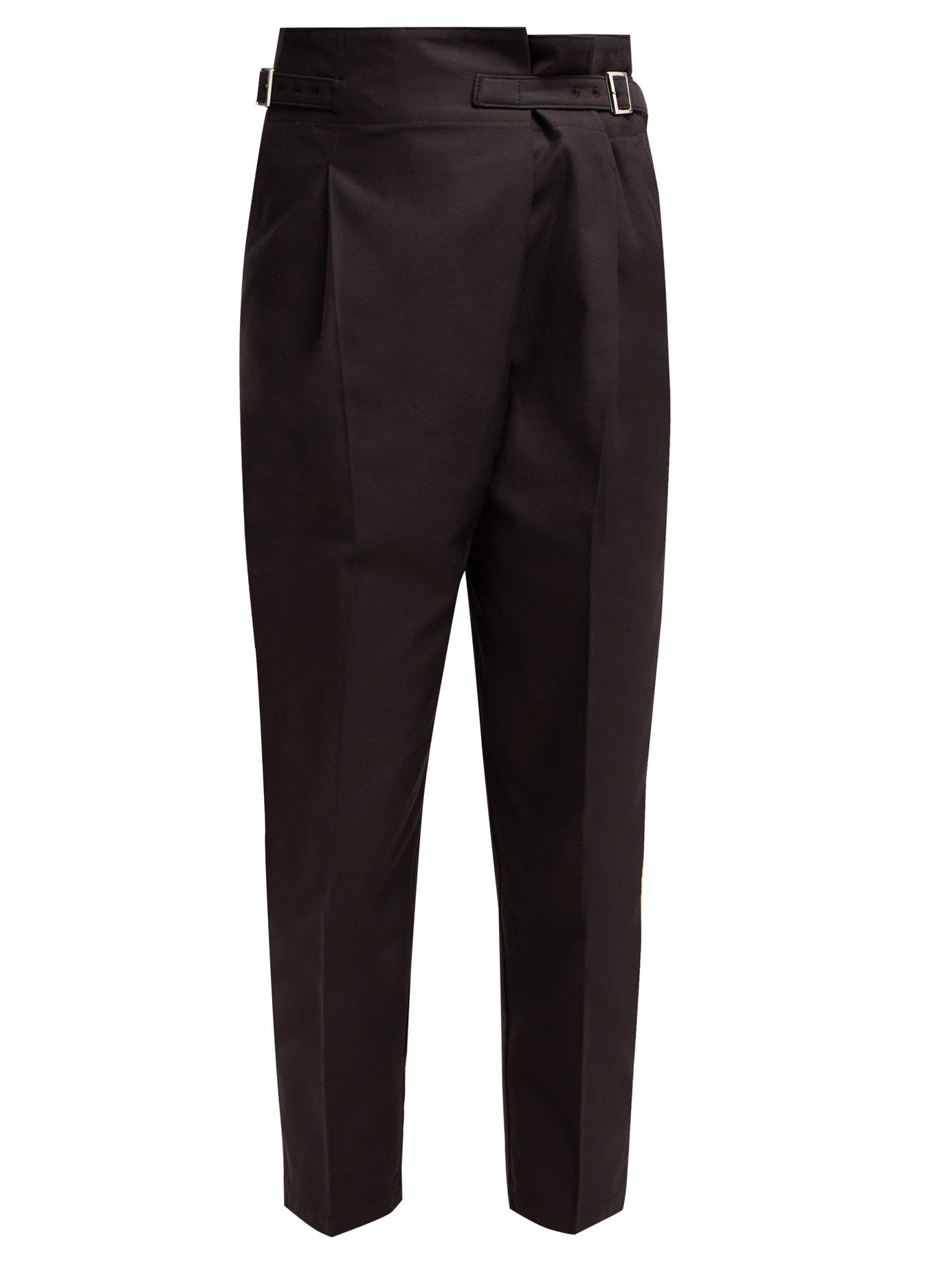 Lyst - Toga Buckled Wrap Around Cotton Trousers in Blue