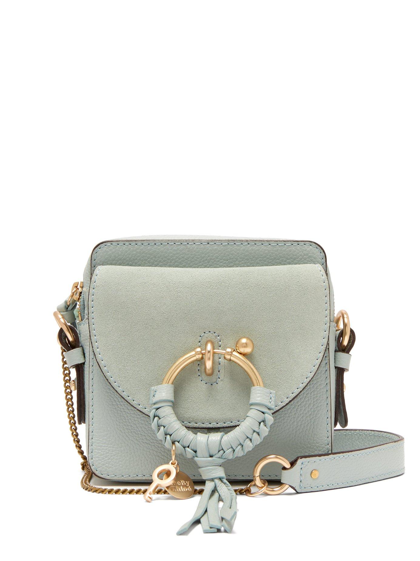 See By Chloé Joan Square Leather And Suede Cross Body Bag in Blue - Lyst