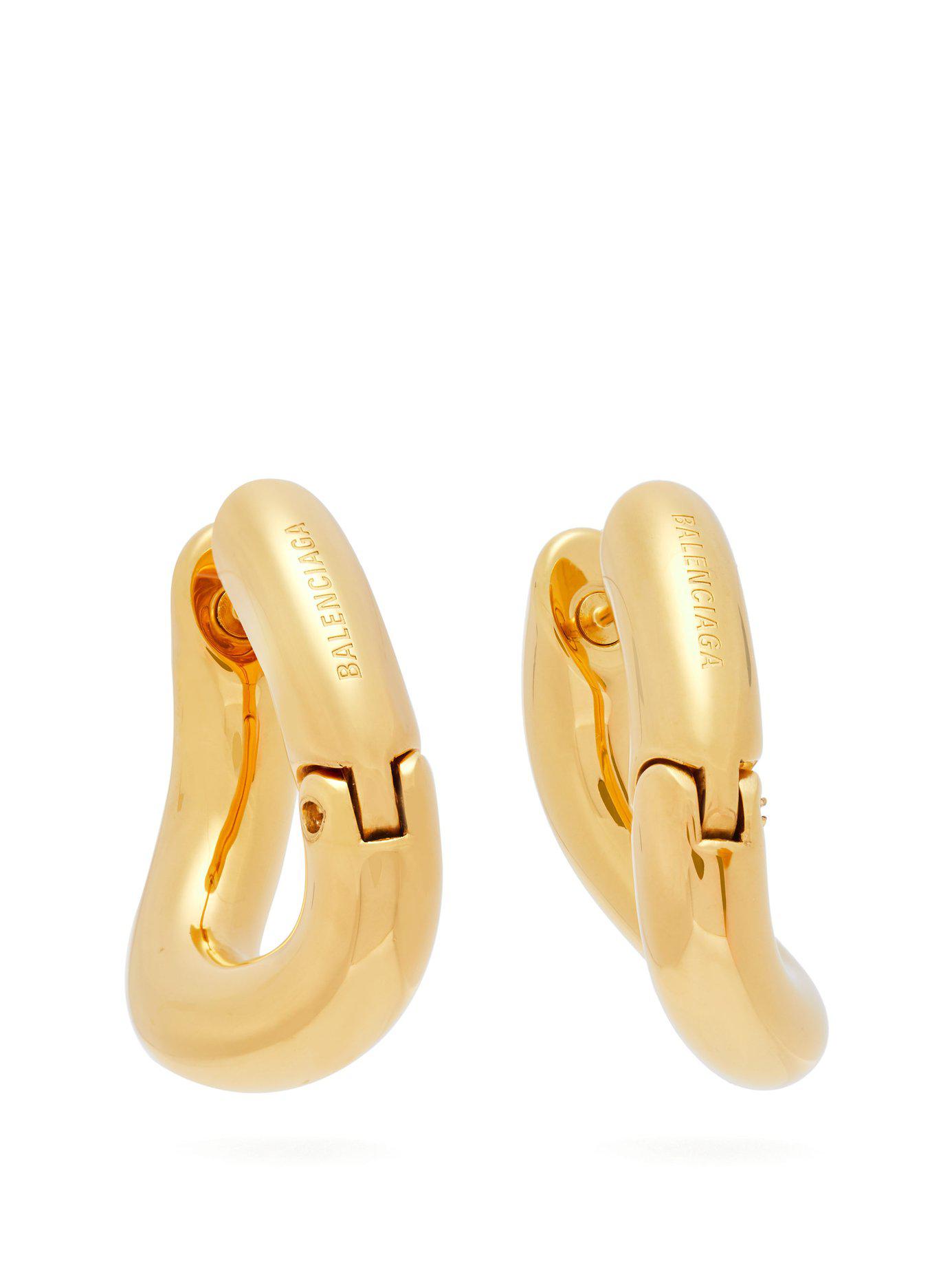 Lyst Balenciaga Gold Tone Hoop Earrings in Metallic