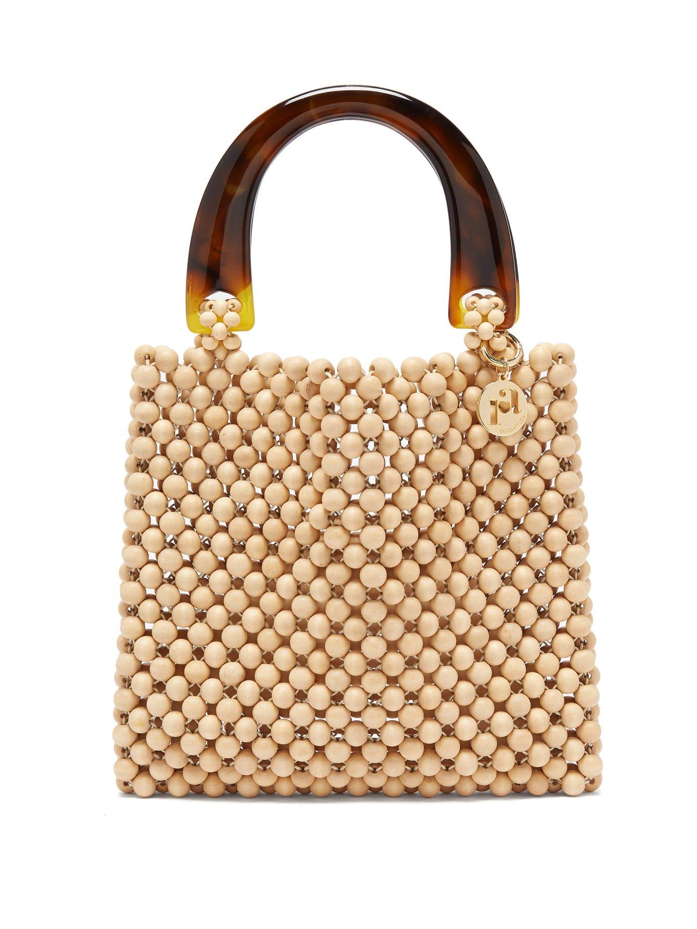 Rosantica By Michela Panero Marv Wooden Beaded Bag in Natural - Lyst