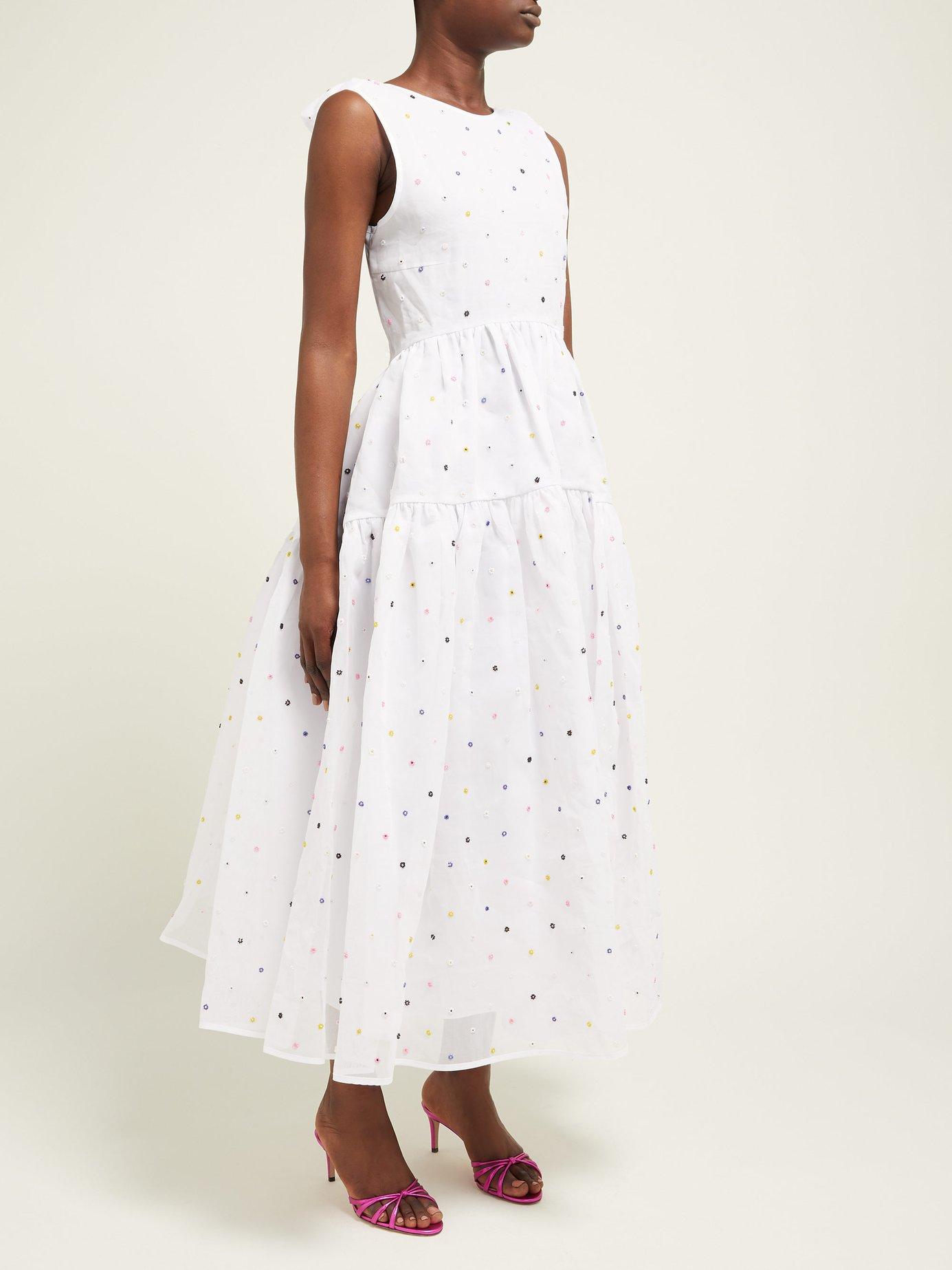 Cecile Bahnsen Ruth Floral Beaded Cotton Organza Dress in White - Lyst