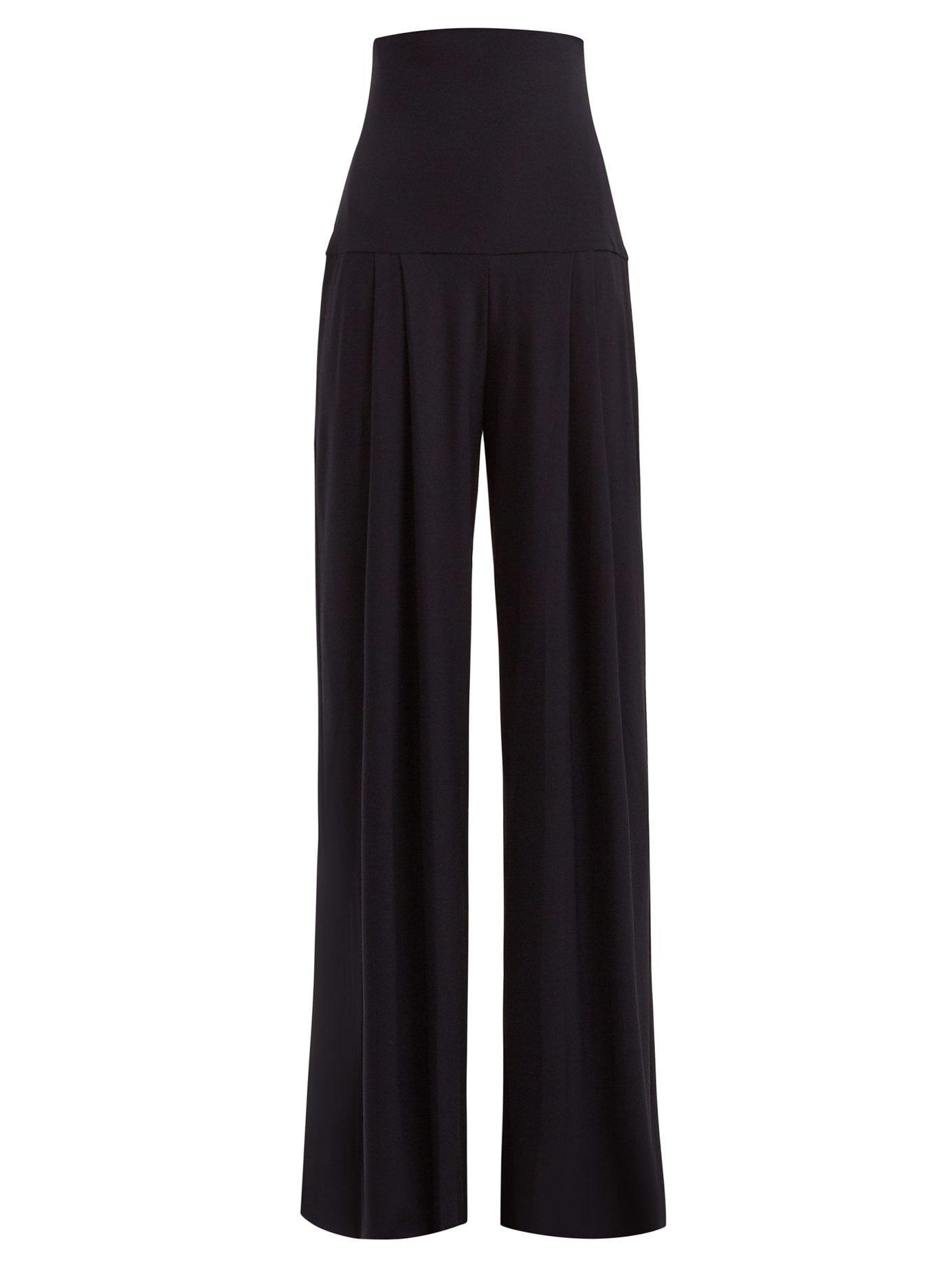 Norma Kamali High Rise Pleated Wide Leg Trousers in Blue - Lyst