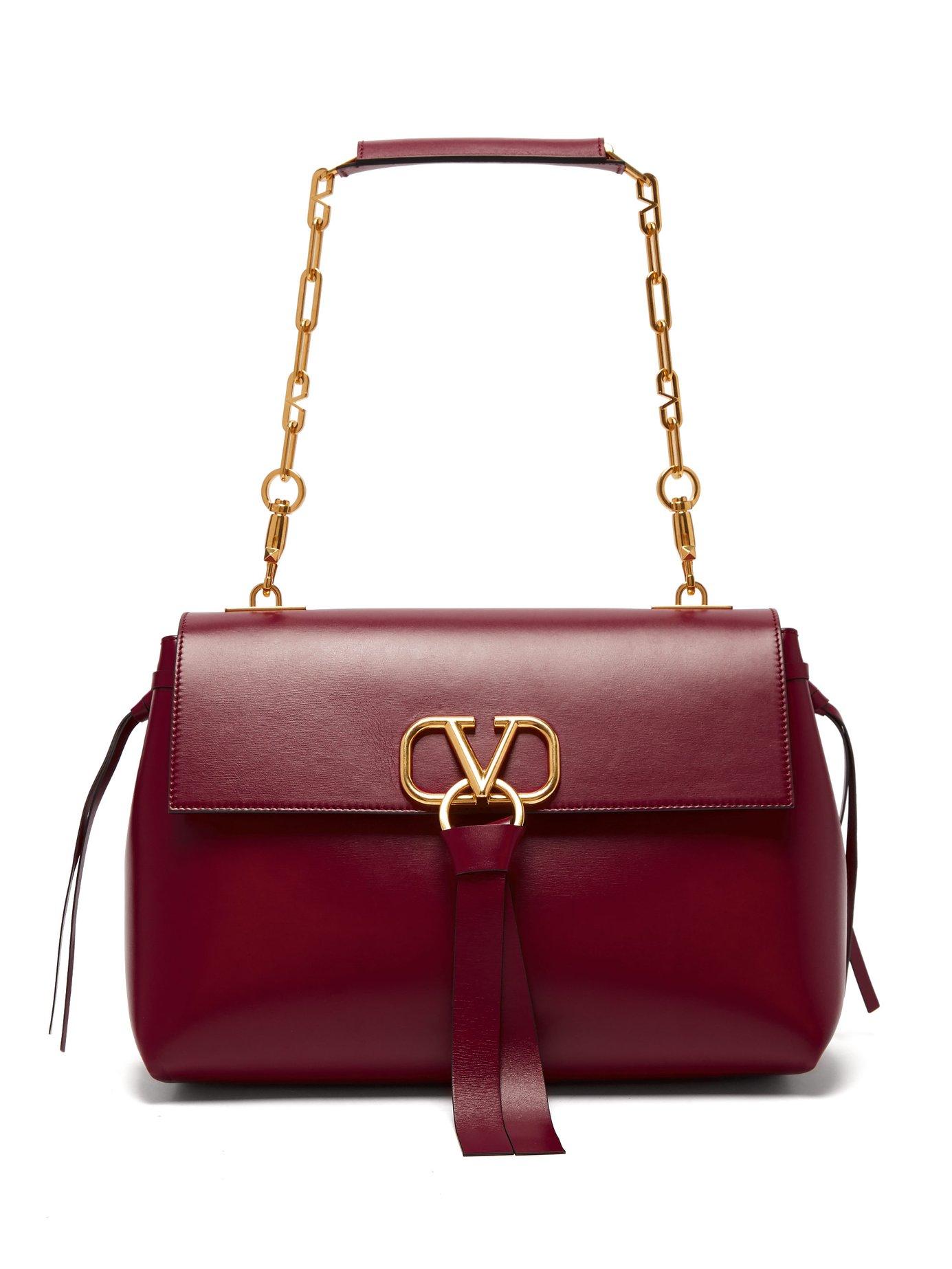 Valentino V Ring Medium Leather Shoulder Bag in Red - Lyst