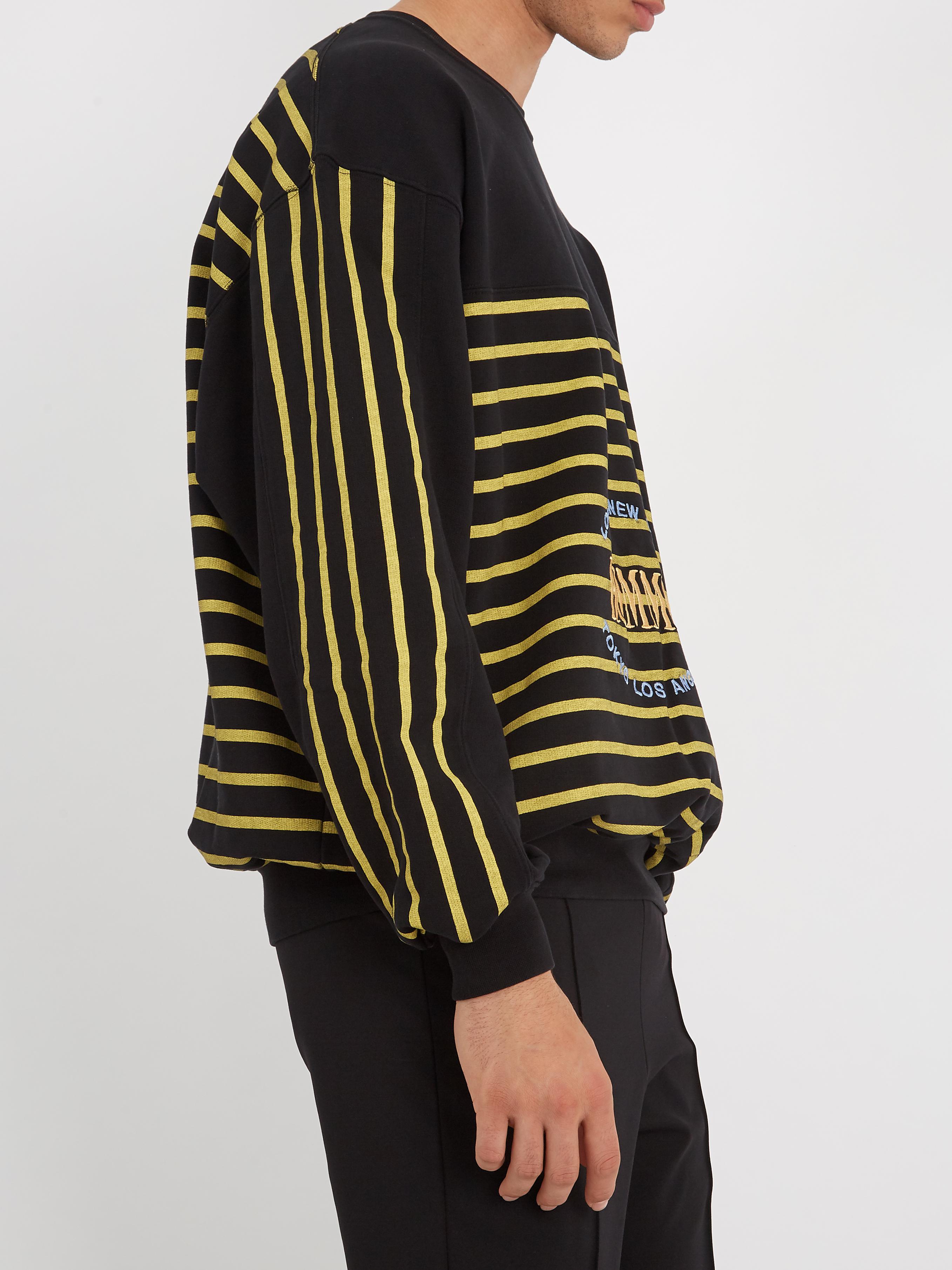 Balenciaga Striped-print Homme-embroidered Cotton Sweatshirt in Black