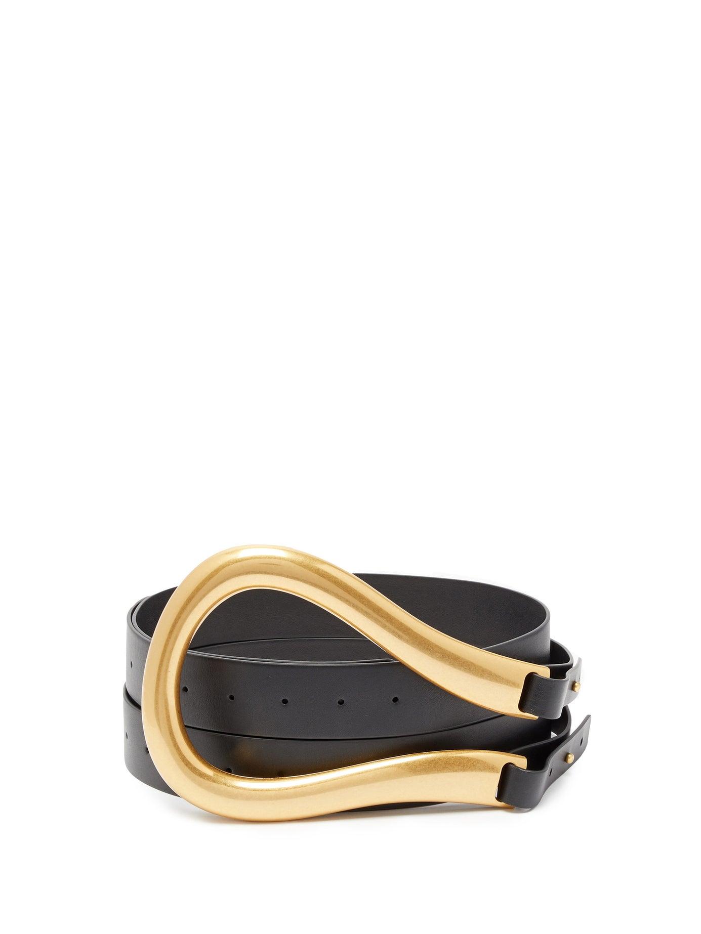 Bottega Veneta Large Curved Loop Leather Belt in Black - Lyst