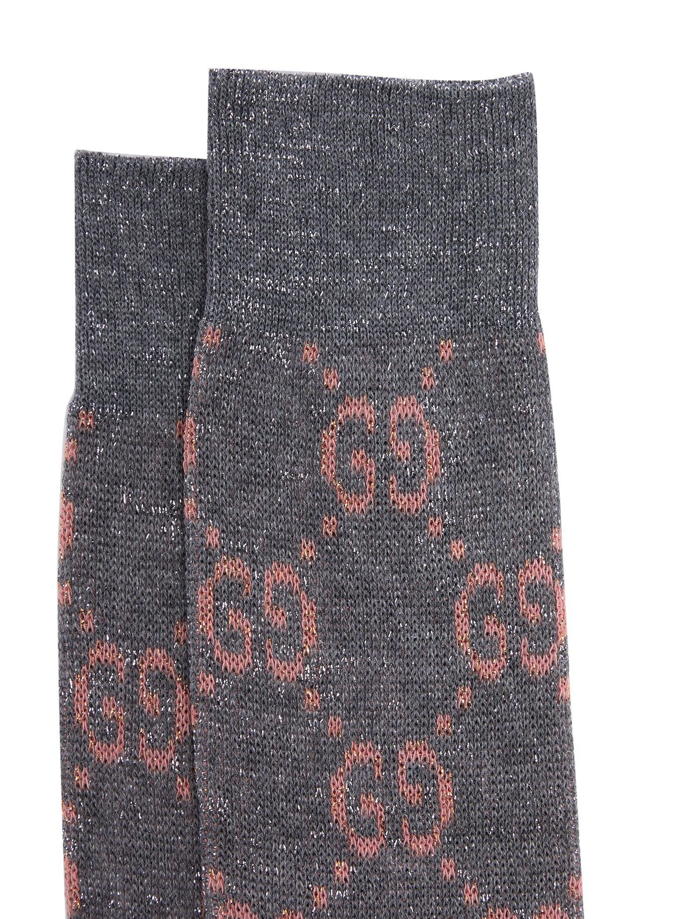 Gucci Gg Intarsia Knee High Cotton Blend Lamé Socks in Gray - Lyst