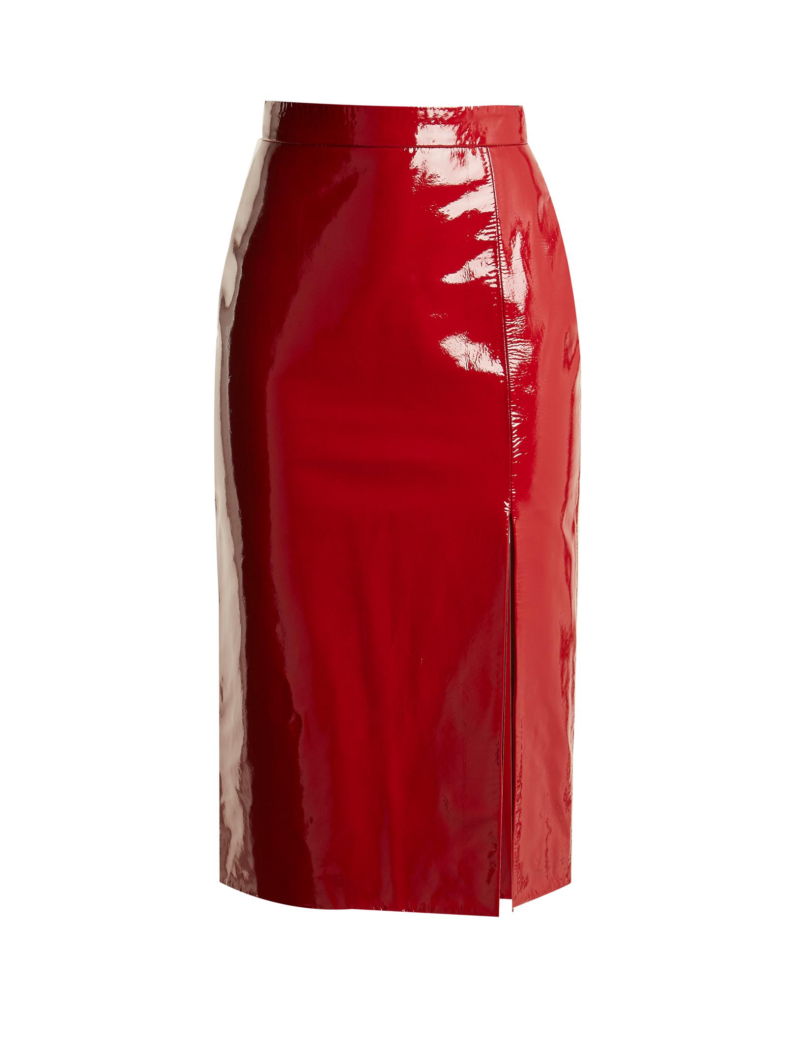 Красная лаковая юбка