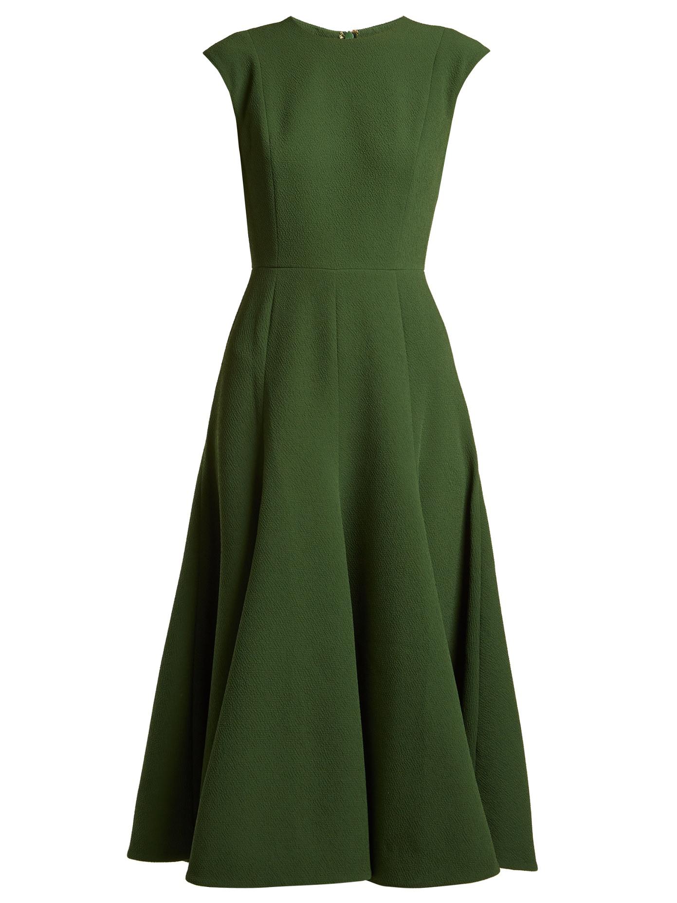 Lyst - Emilia wickstead Denver Crepe A-line Midi Dress in Green