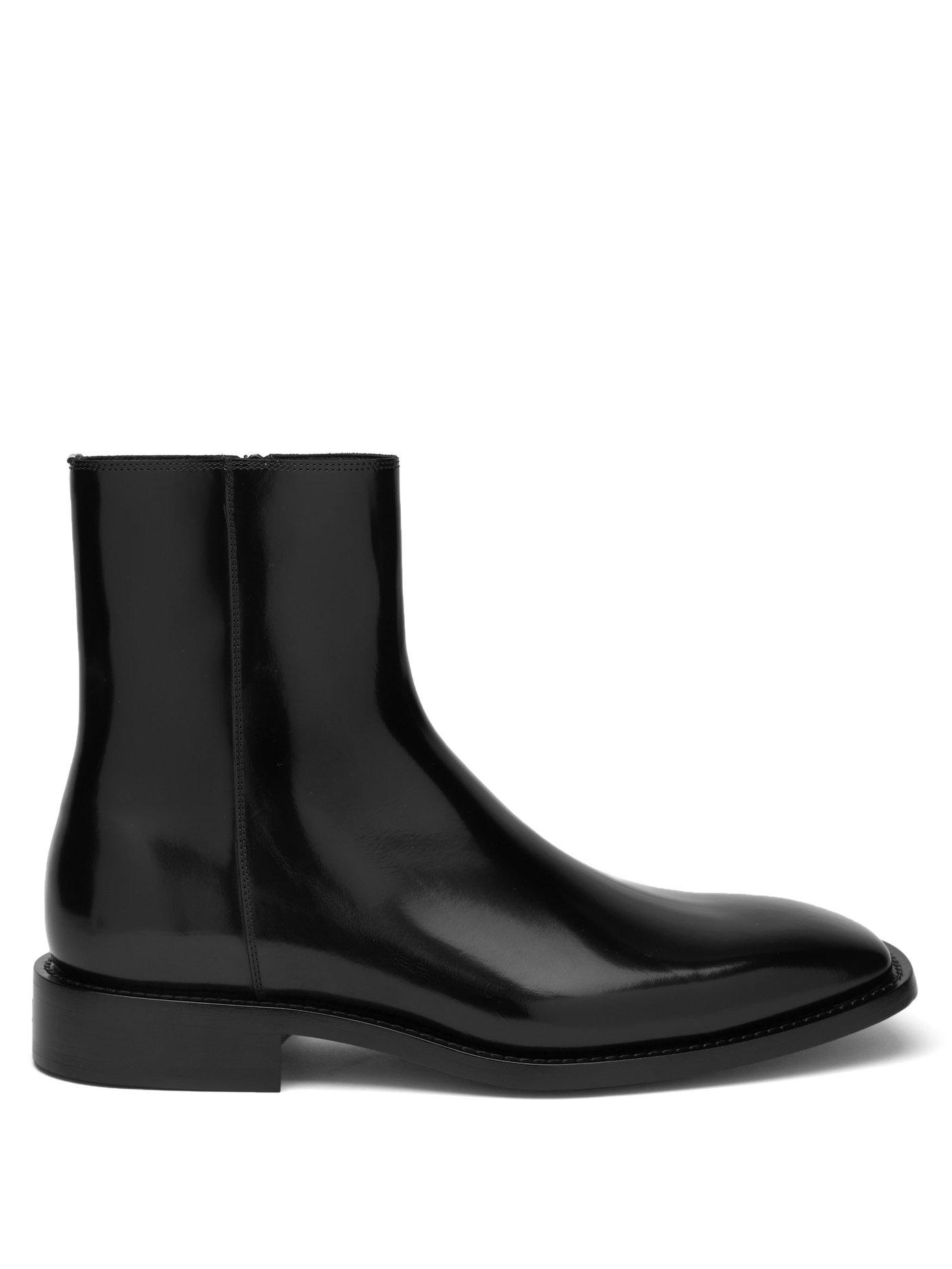 Balenciaga Square Toe Leather Boots in Black for Men - Lyst