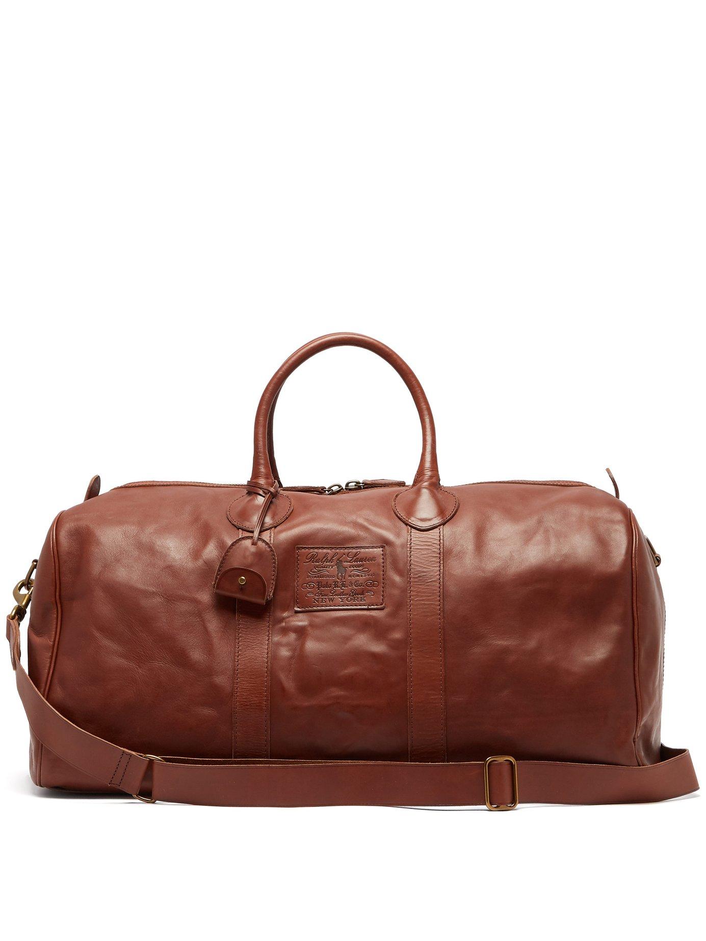 Lyst Polo Ralph Lauren Heritage Leather Weekend Bag in Brown for Men