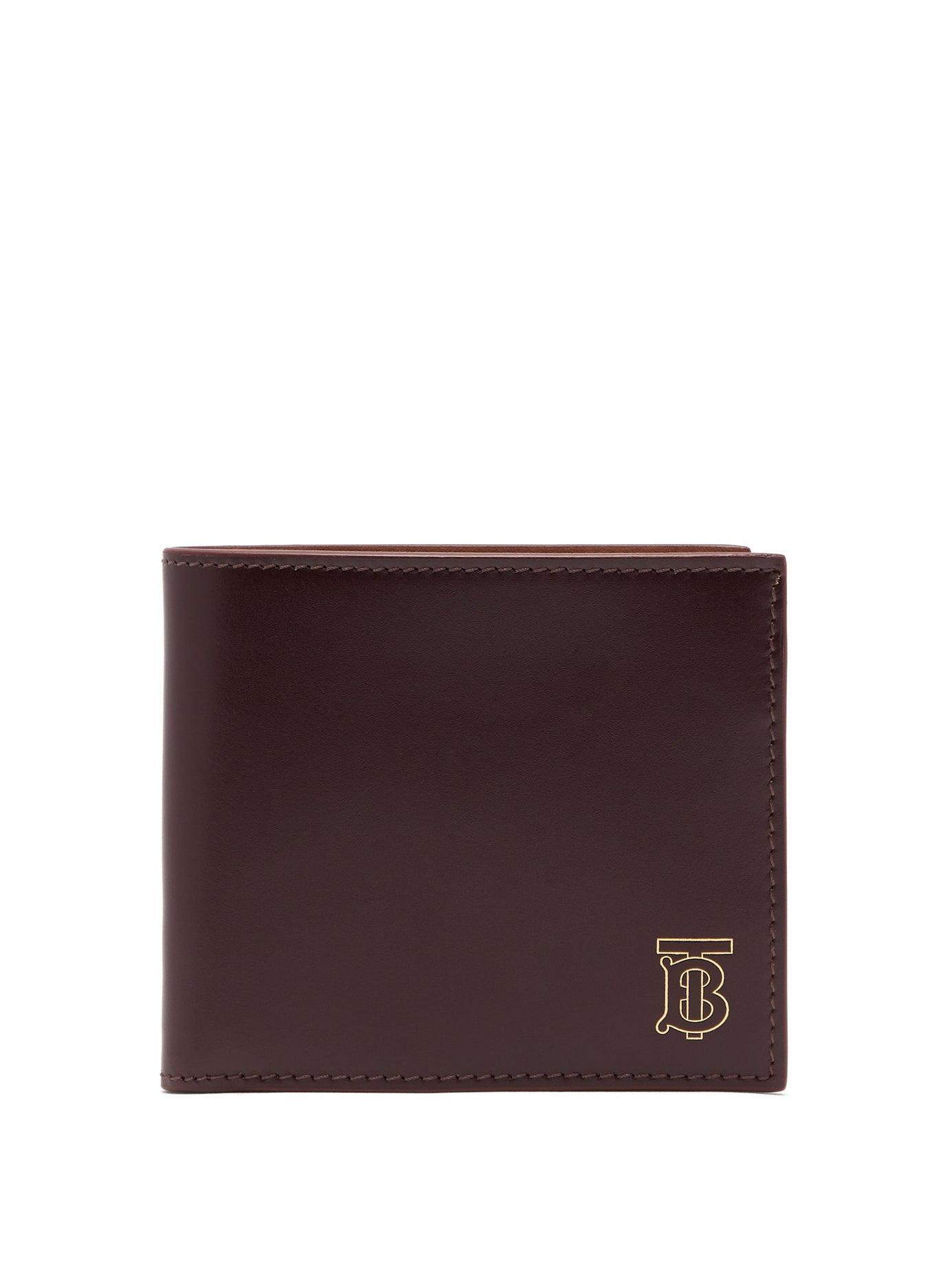 Burberry Tb Monogram Bi Fold Leather Wallet for Men Lyst