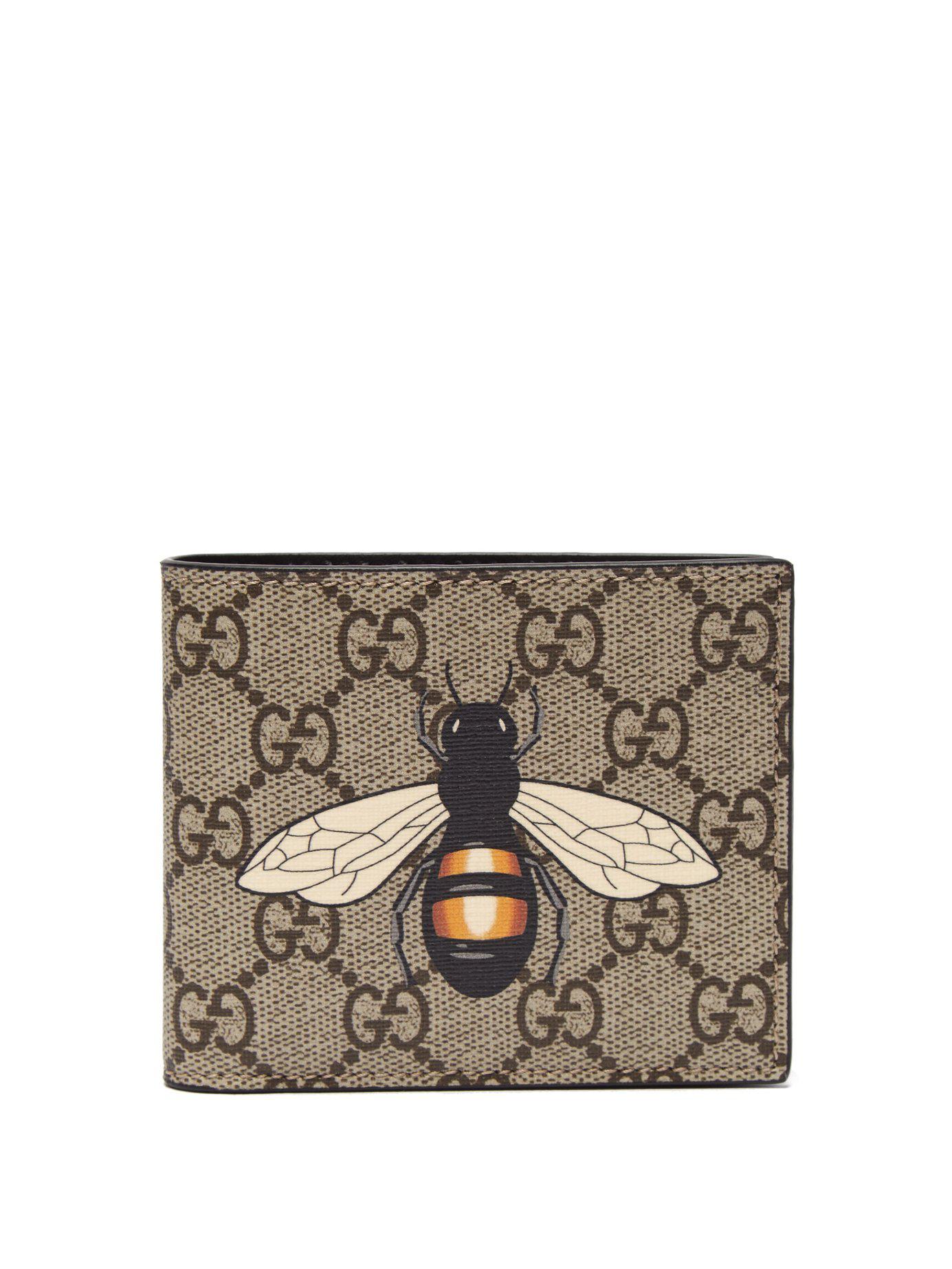 Lyst - Gucci Gg Supreme Bee Print Bi Fold Wallet in Brown for Men - Save 12.037037037037038%