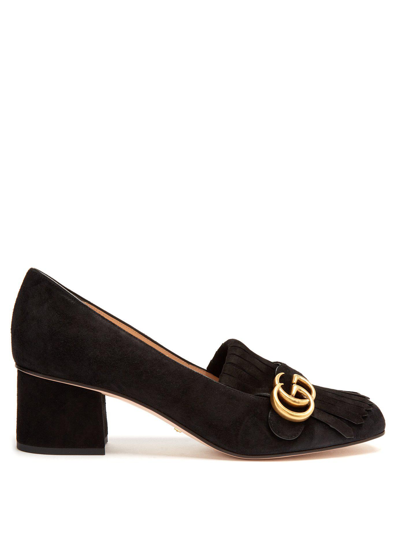Gucci Marmont Fringed Suede Loafers in Black - Save 6% - Lyst