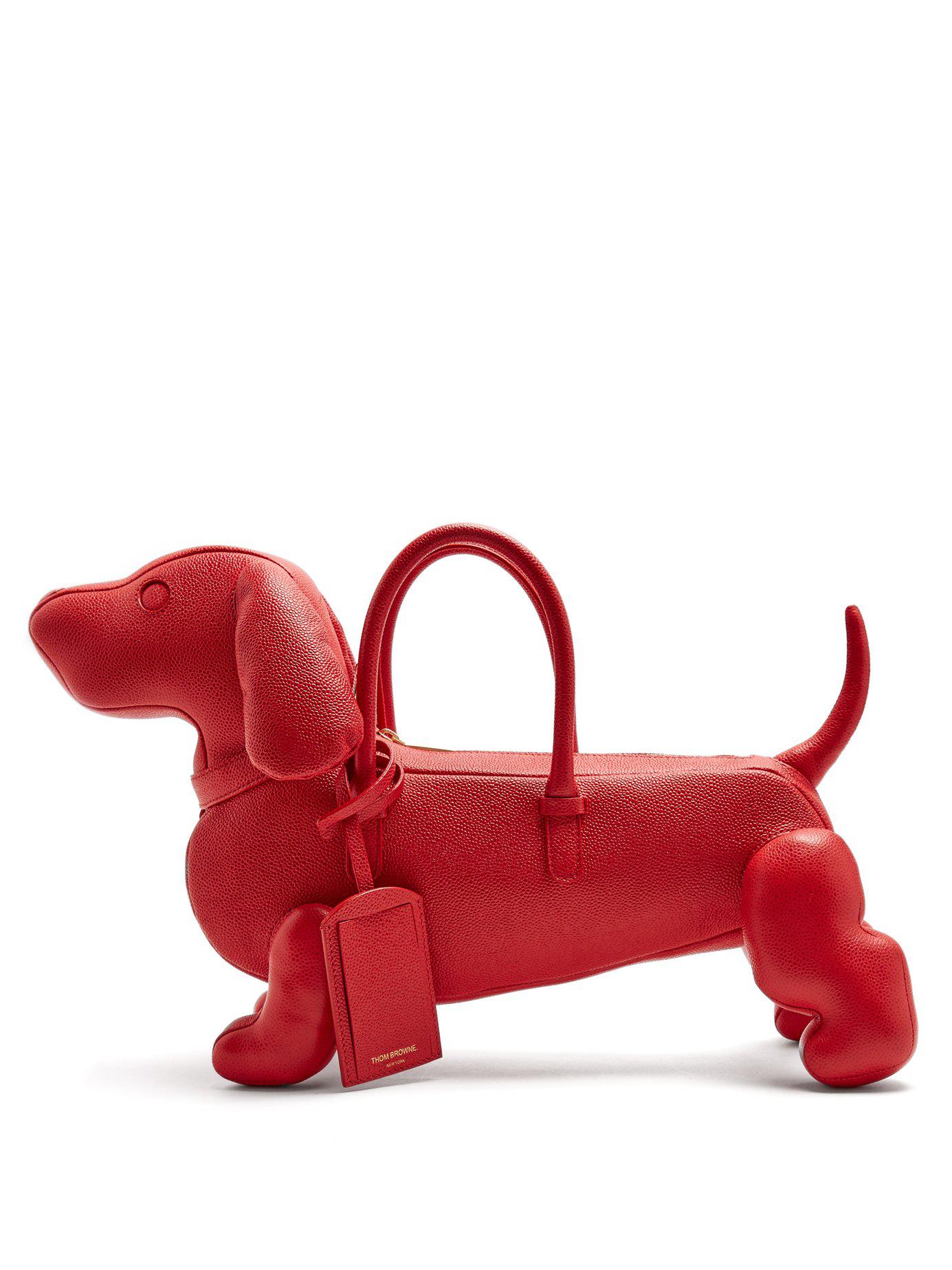 Thom Browne Hector Grained Leather Dog Bag in Red - Lyst