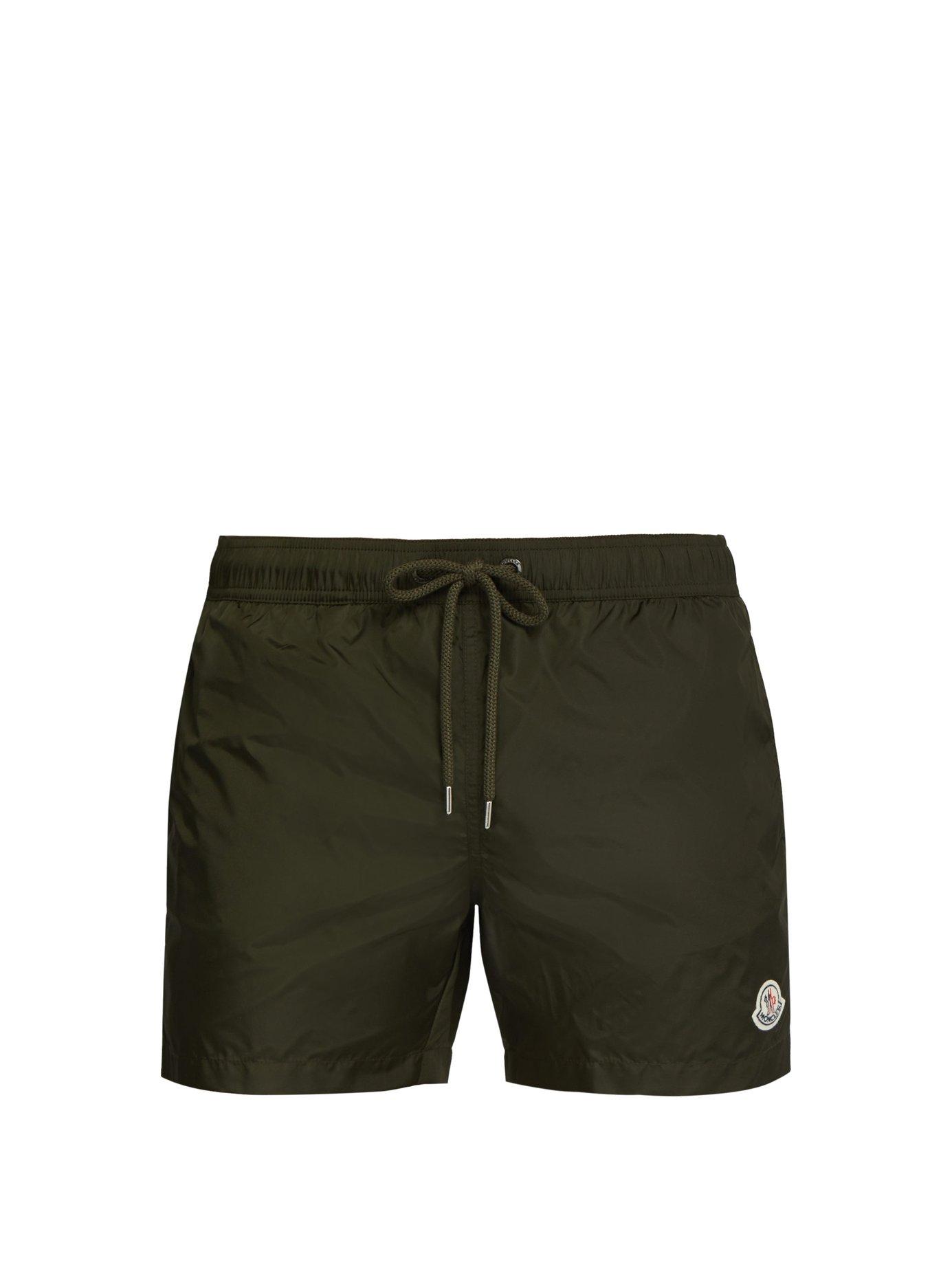 Lyst - Moncler Logo Appliqué Swim Shorts in Green for Men
