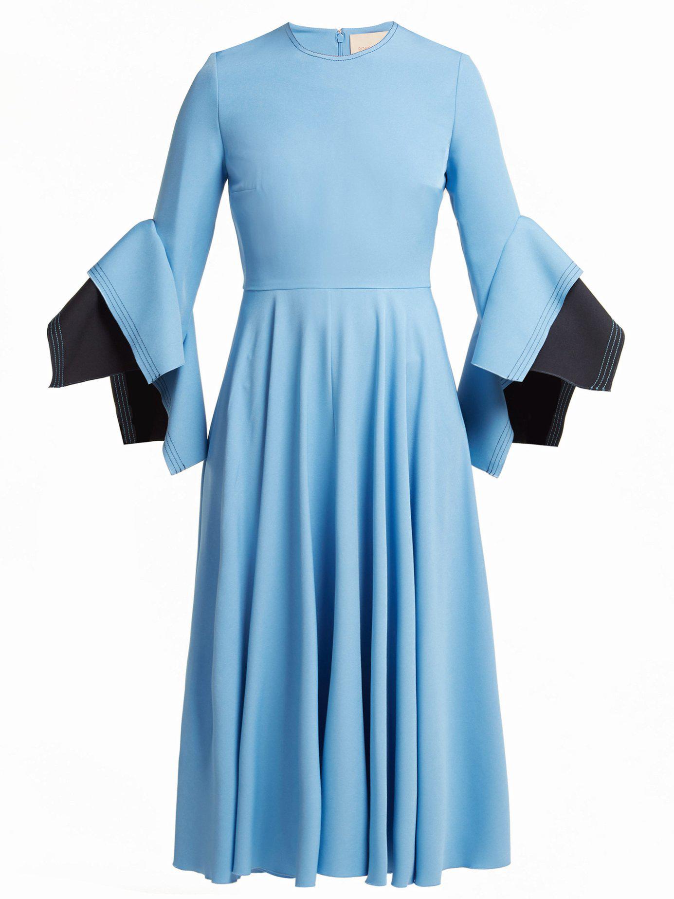 ROKSANDA Flared Sleeve Cady Midi Dress in Light Blue (Blue) - Lyst