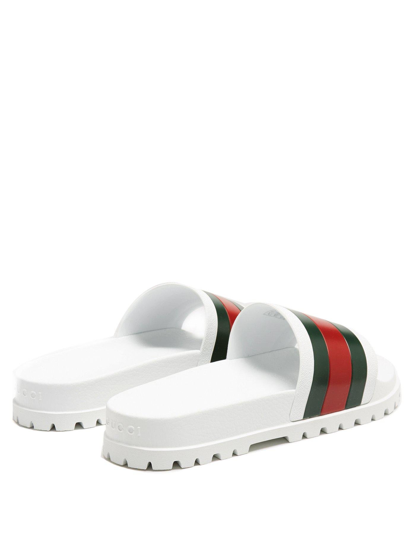 white gucci pool slides