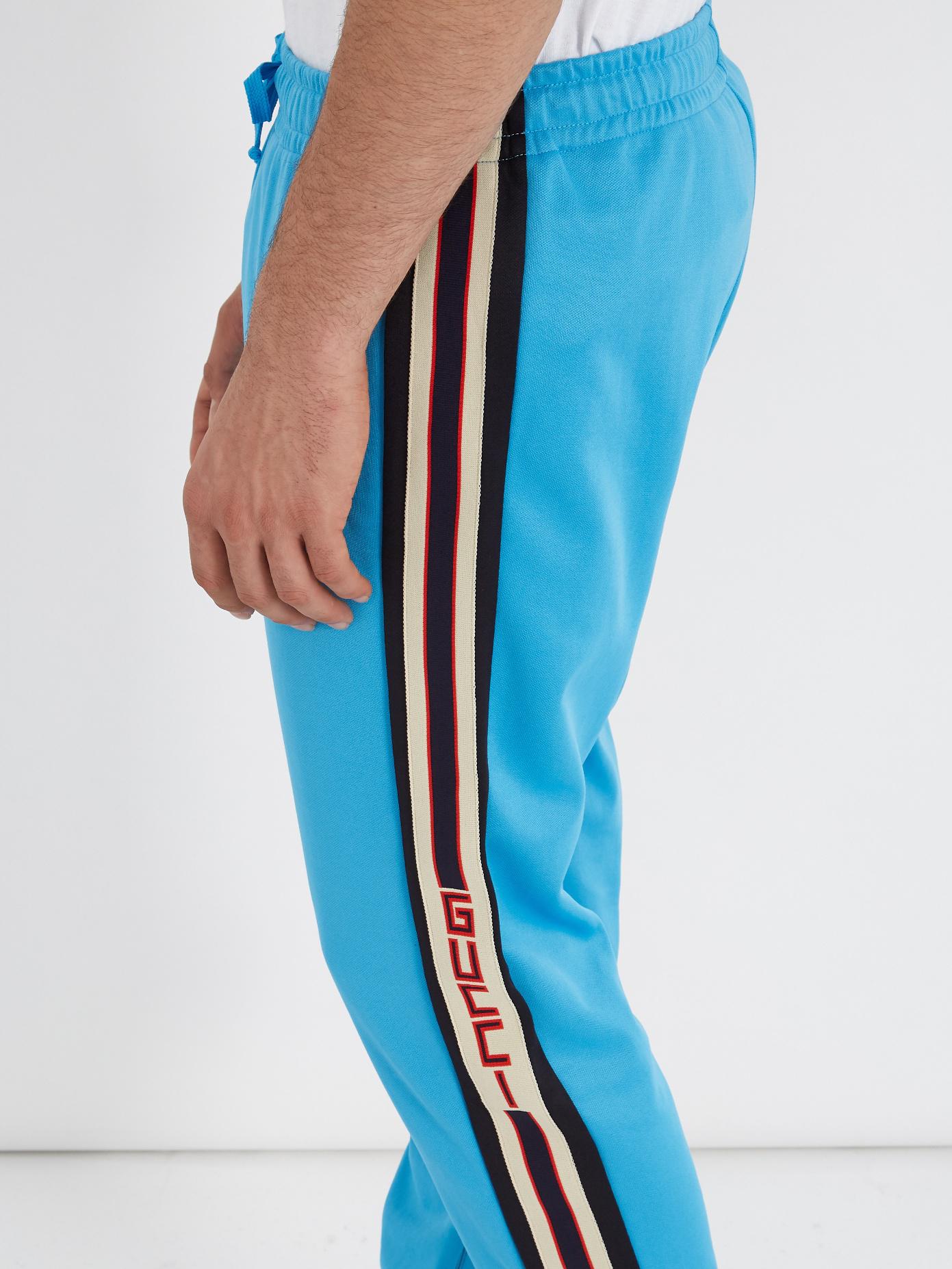 Gucci Side-stripe Tapered-leg Jersey Track Pants in Blue for Men - Lyst
