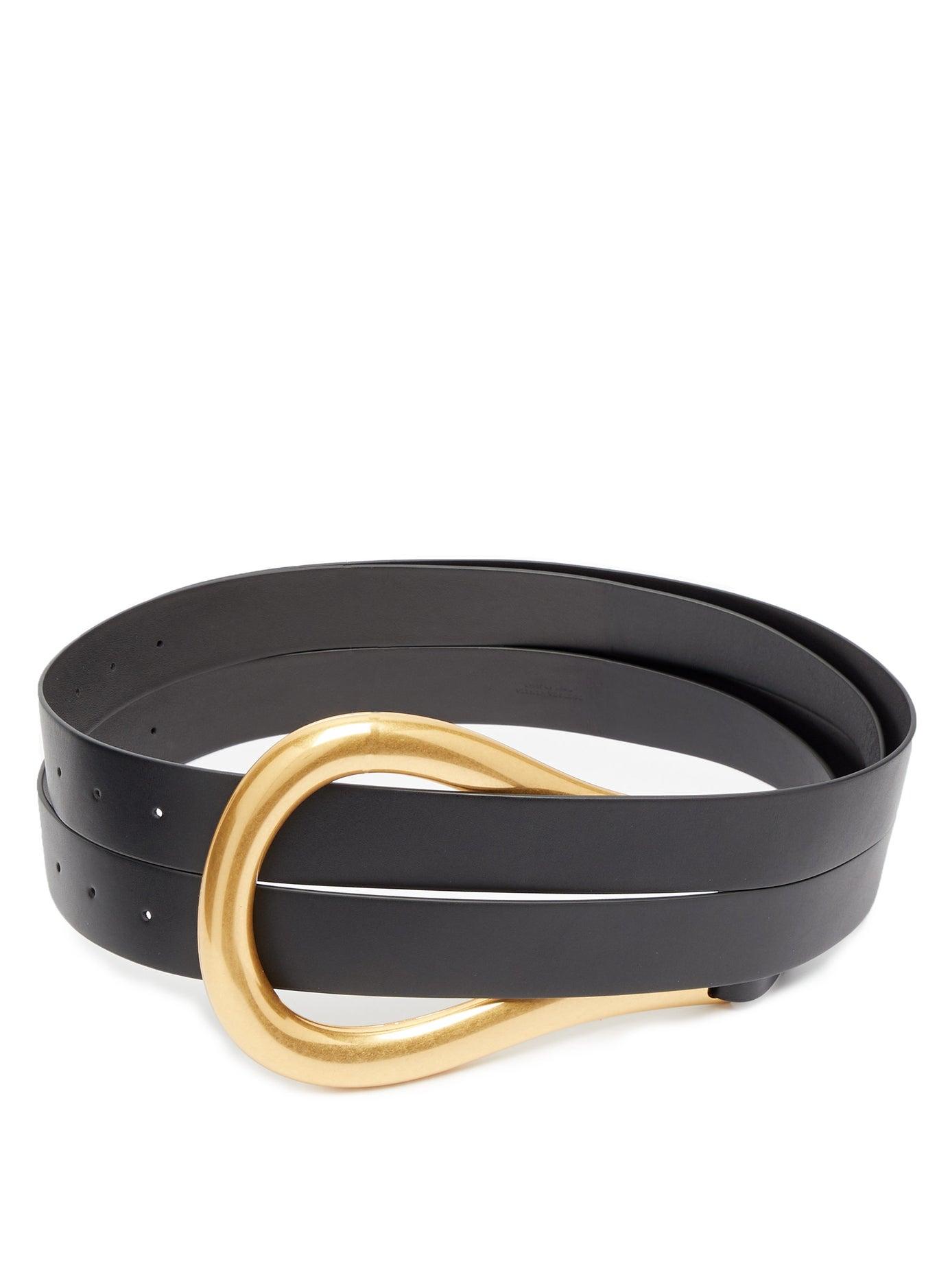 Bottega Veneta Large Curved Loop Leather Belt in Black - Lyst