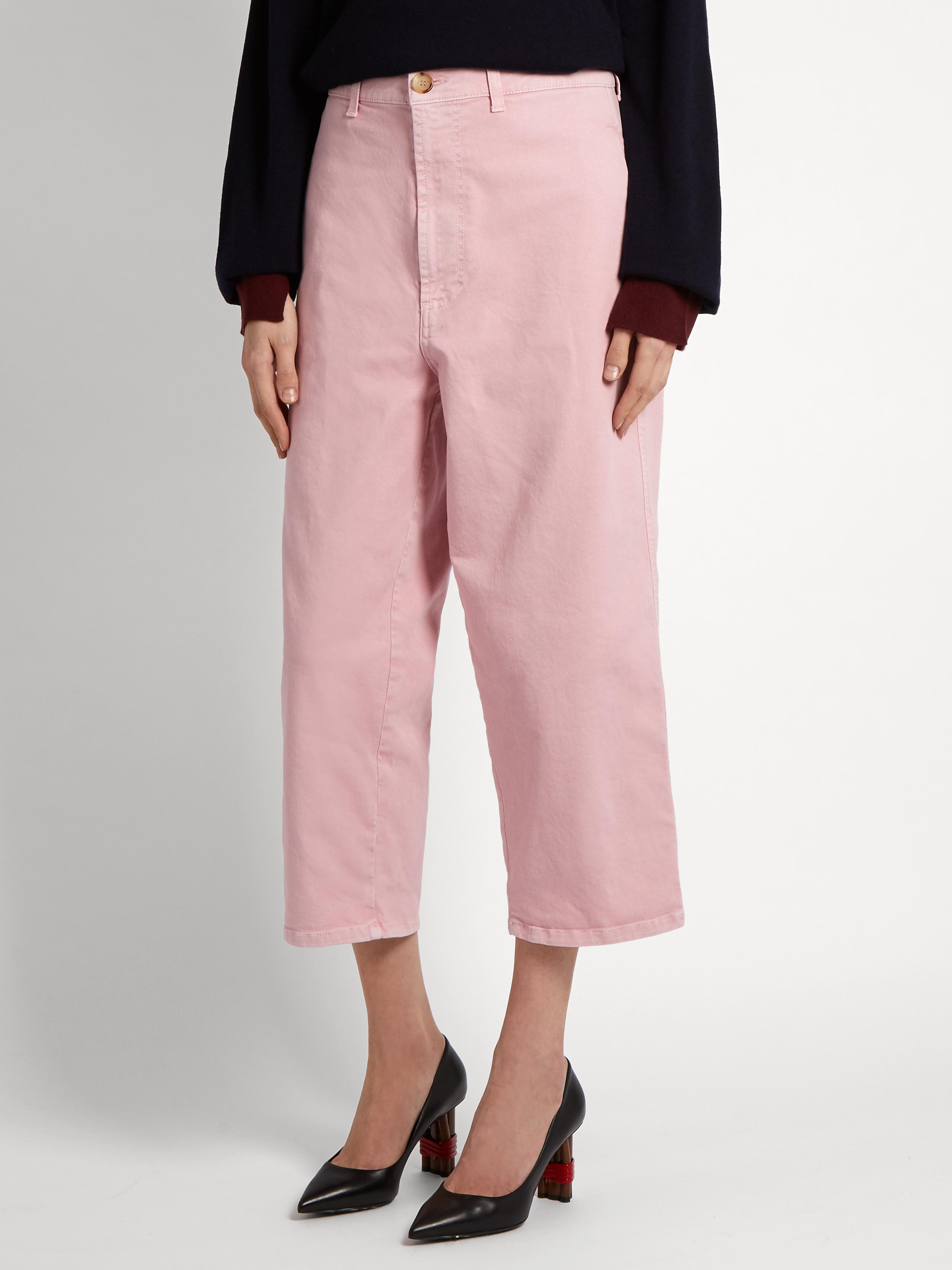 Marni Low-slung Wide-leg Cropped Jeans in Pink - Lyst